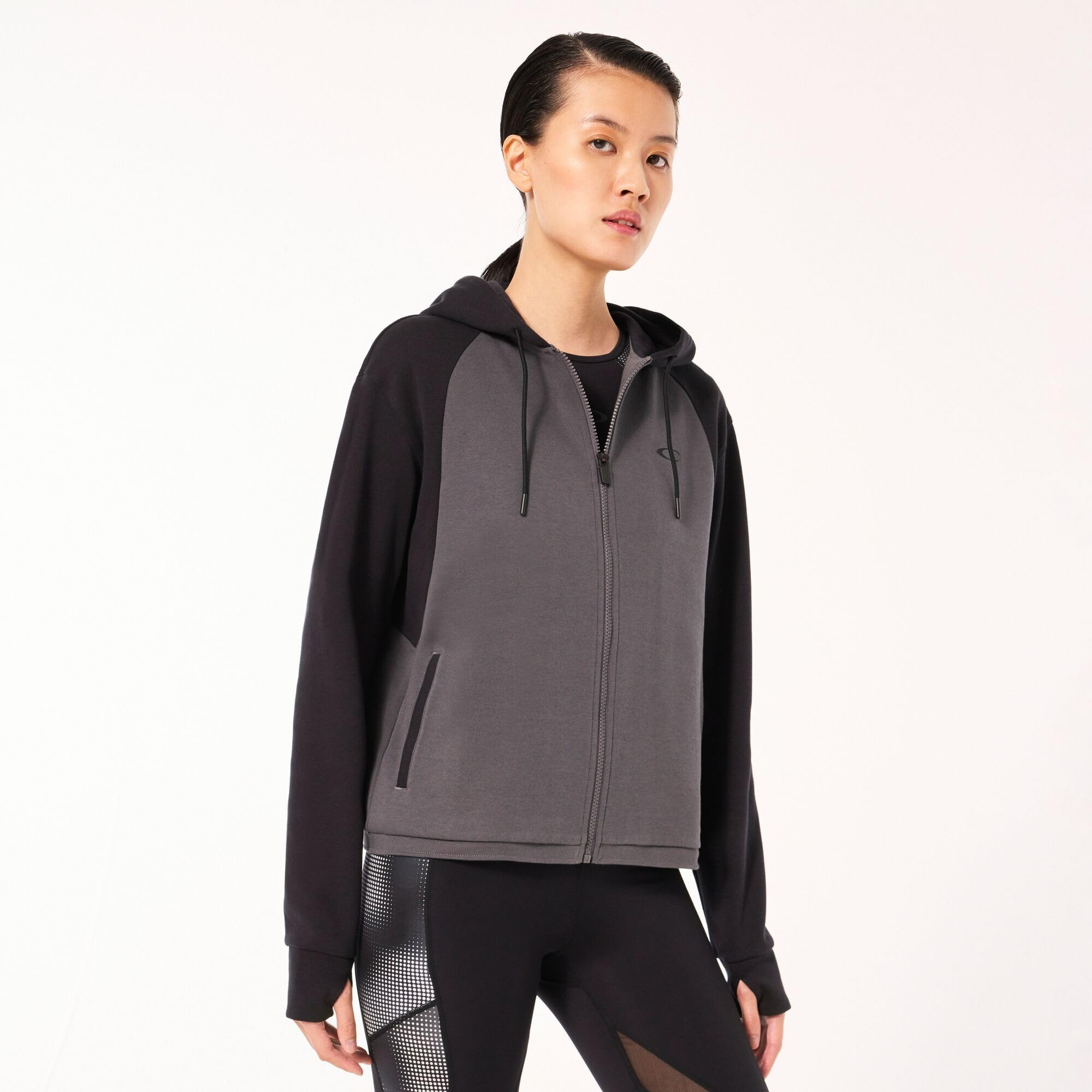 Oakley Women's Pursuit Cruise Full Zip Hoodie - Black | Lightweight Athletic Jacket for Running, Gym & Outdoor Activities