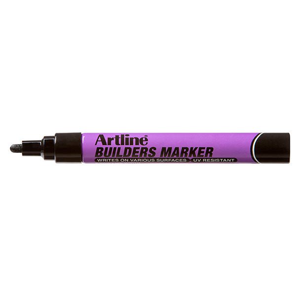Artline Builders Permanent Marker Bullet Tip Black - 12 Pack | Industrial-Grade, Waterproof & Fade-Resistant | Ideal for Construction, Labeling & DIY Projects