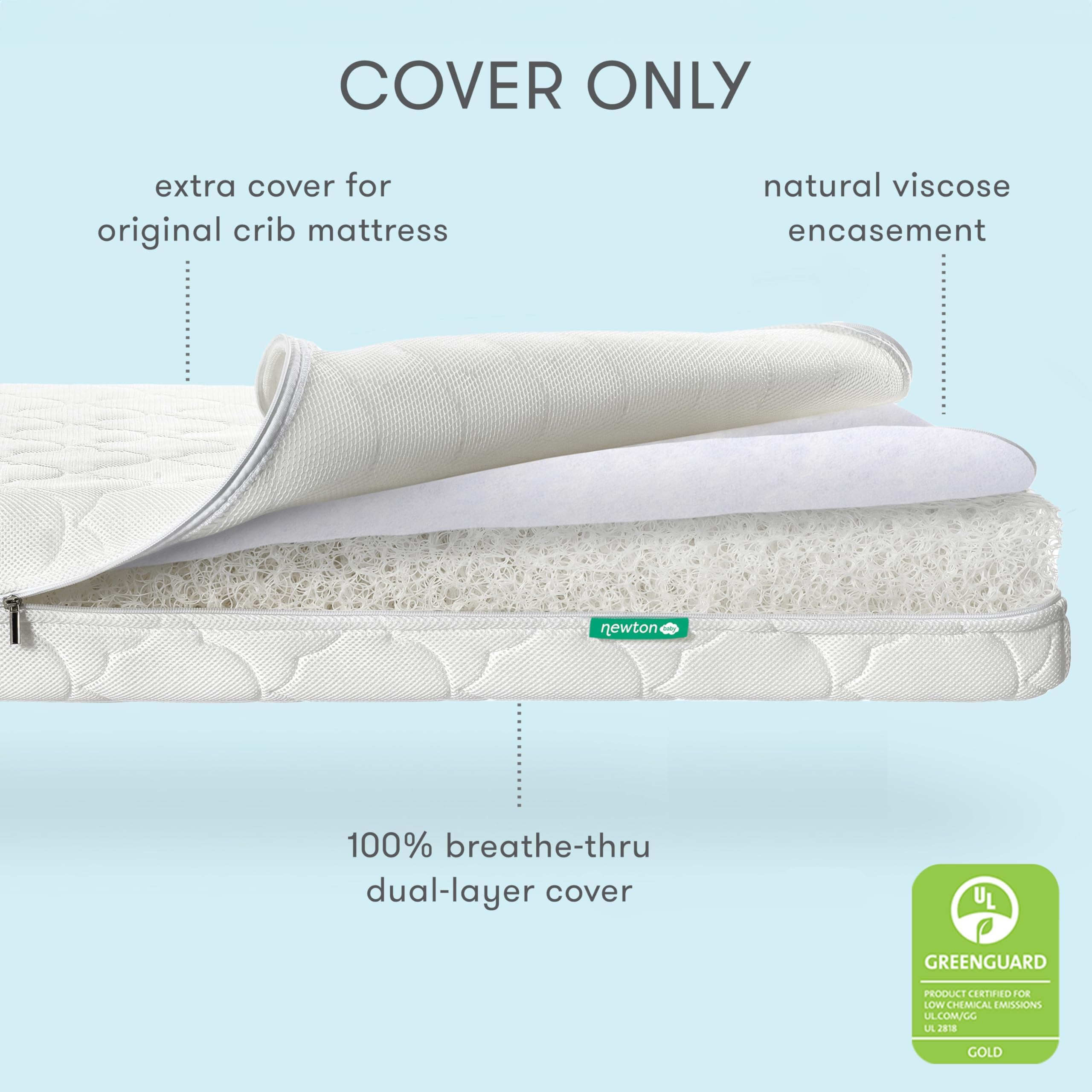 Newton Baby Waterproof Crib Mattress Cover - Ultra-Breathable, Reduces Suffocation Risk, Fits Original & Waterproof Newton Mattress, Non-Toxic, Machine Washable - White (Cover Only) | Perfect for Safe Infant Sleep & Daycare Use