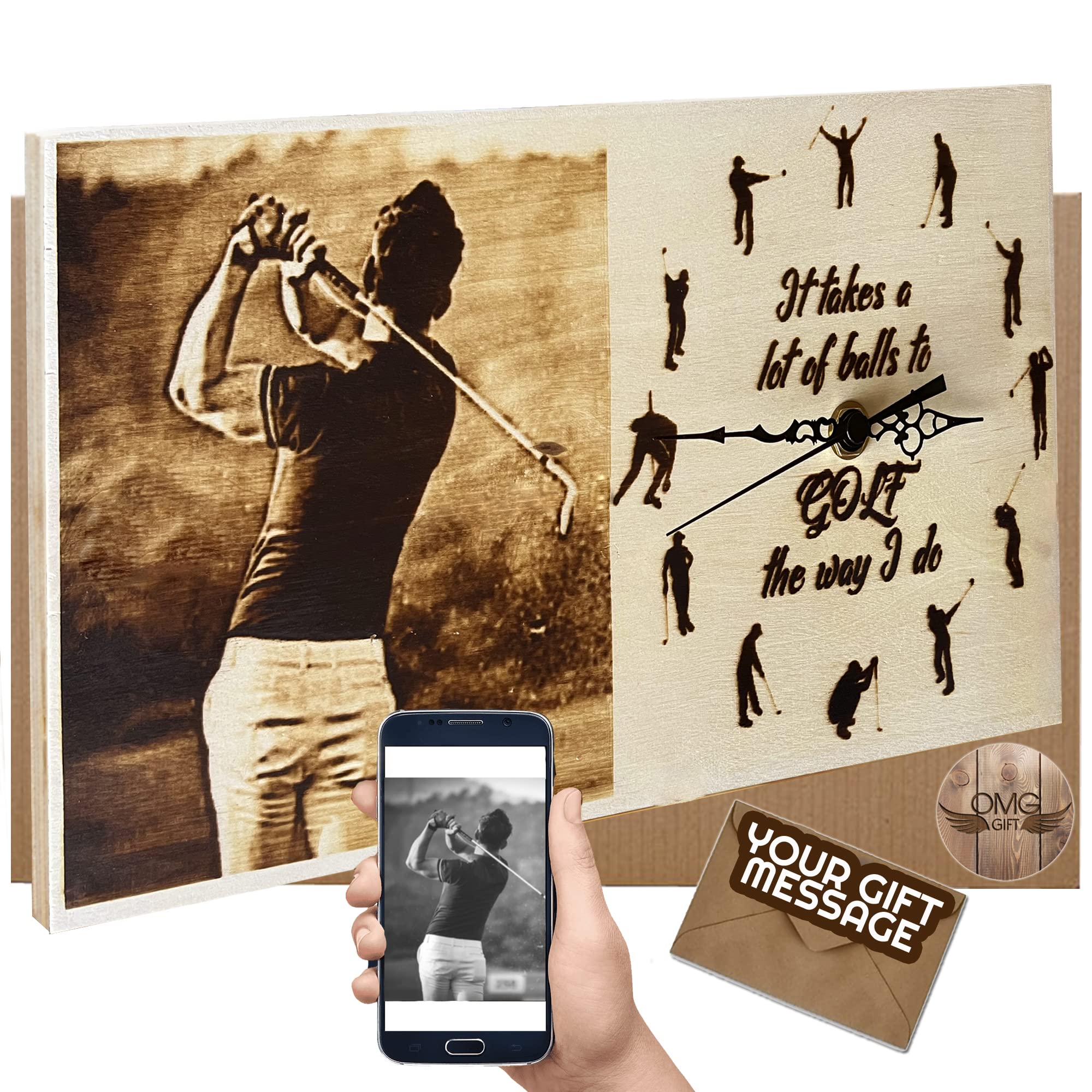 Custom Engraved Wooden Golf Clock - Personalized Golf Gift for Men & Women - Unique Golf Accessories for Home & Office Decor - Perfect Birthday, Anniversary & Retirement Gift for Golf Lovers