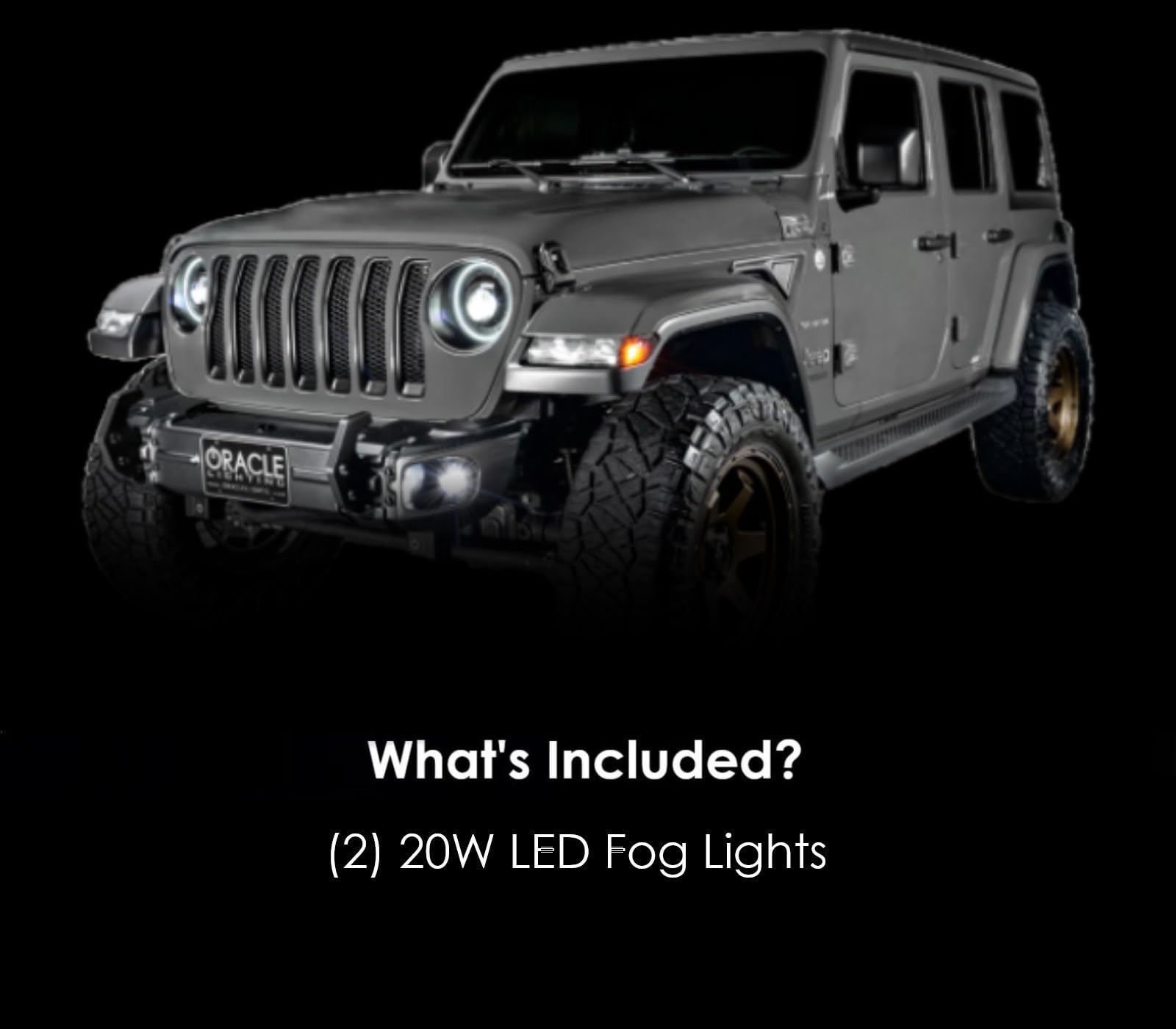 ORACLE Lighting 5846-504 Pair of 20W LED Fog Lights for 2007-2018 Jeep Wrangler JK - High Performance Waterproof Off-Road Lights - Durable Epoxy Sealed Design - Perfect for Night Driving & Off-Road Adventures