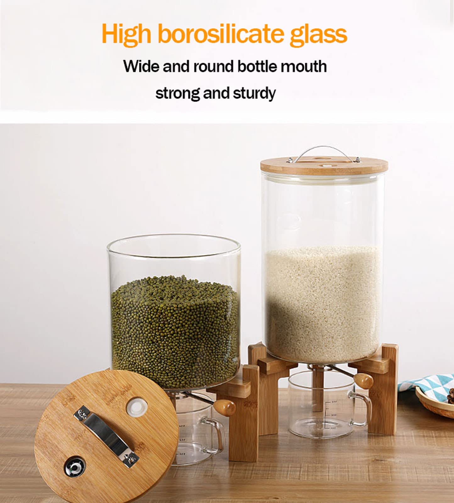 YYZYL 5L/7.5L Airtight Cereal & Rice Dispenser - Countertop Food Storage Container for Grains, Beans, Flour - Keep Dry & Fresh - Perfect for Kitchen, Pantry Organization & Bulk Food Storage