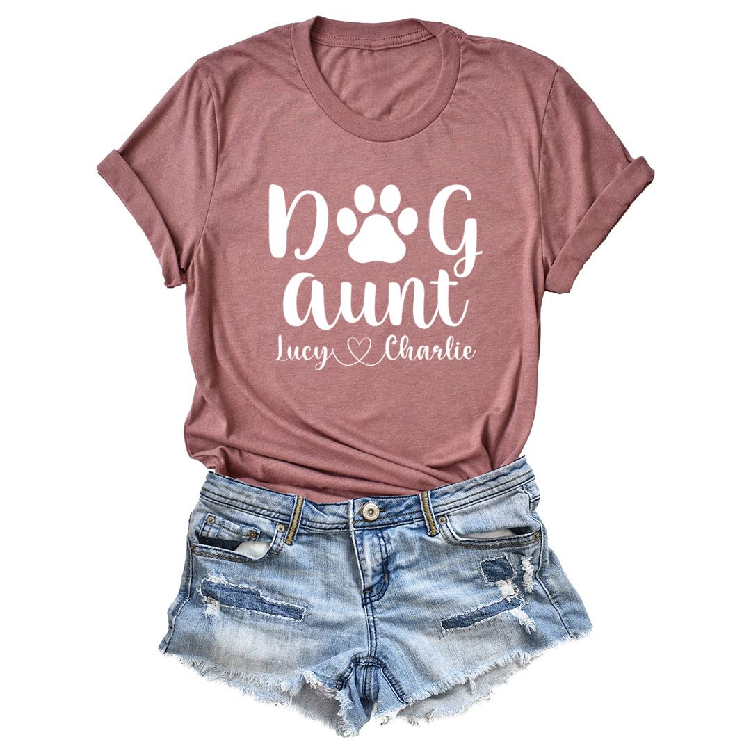 Personalized Dog Aunt T-Shirt Custom with Your Dog's Name - Cute Gift for Dog Lovers & Pet Owners - Perfect for Birthdays, Holidays & Dog-Themed Parties
