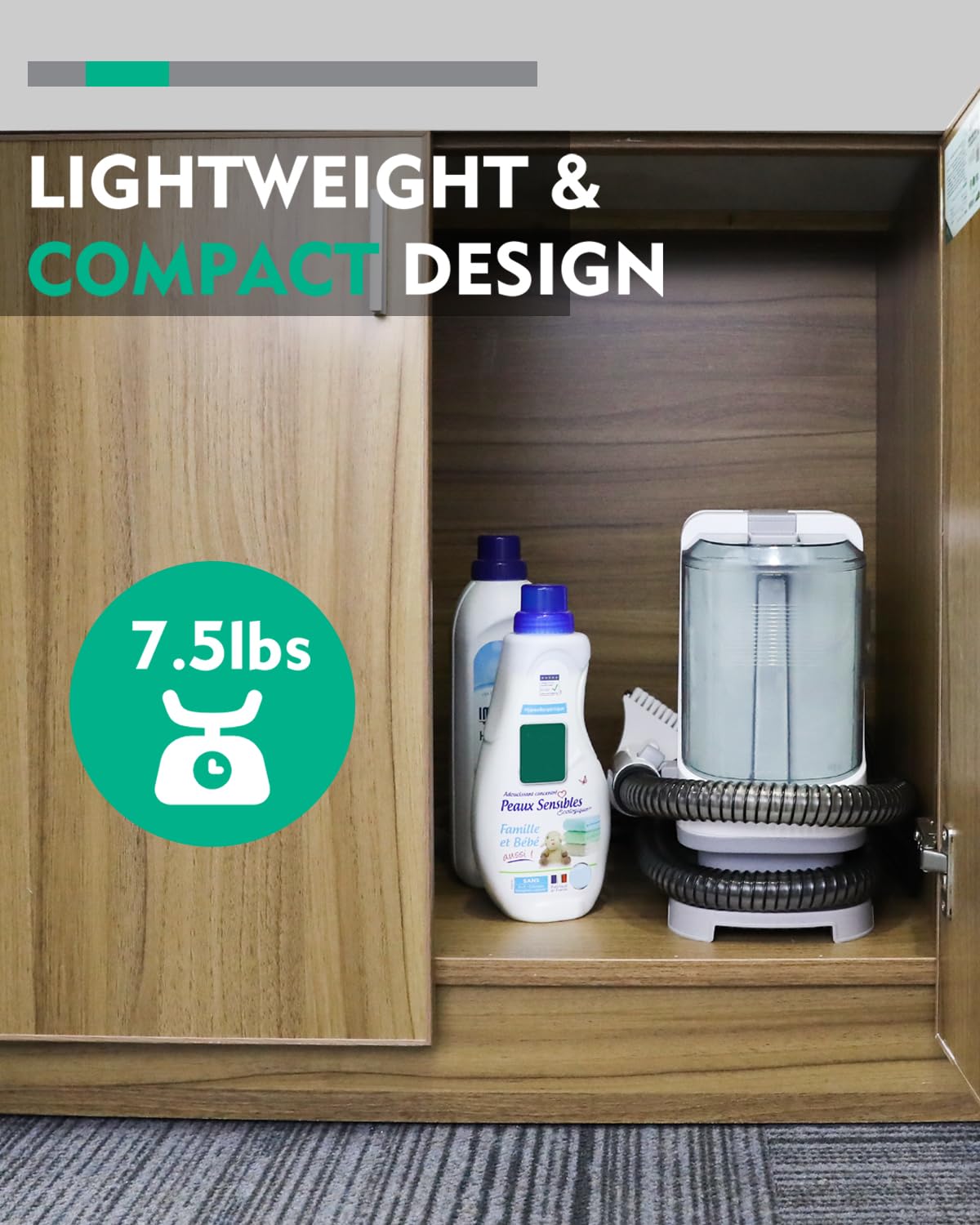 HAUSHOF Portable Carpet Spot Cleaner & Upholstery Cleaner Machine - Lightweight Handheld Deep Cleaner for Pet Stains, Sofa, Rug, Mattress, Car Seat & Curtain - White & Light Grey - Perfect for Home, Office and Car Interior Cleaning