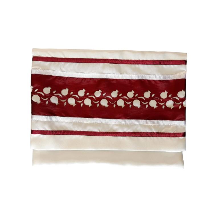 Red Pomegranates Tallit Bag for Bar Mitzvah - Personalized Monogrammed Jewish Prayer Shawl Pouch - Perfect for Synagogue, Wedding & Religious Ceremonies