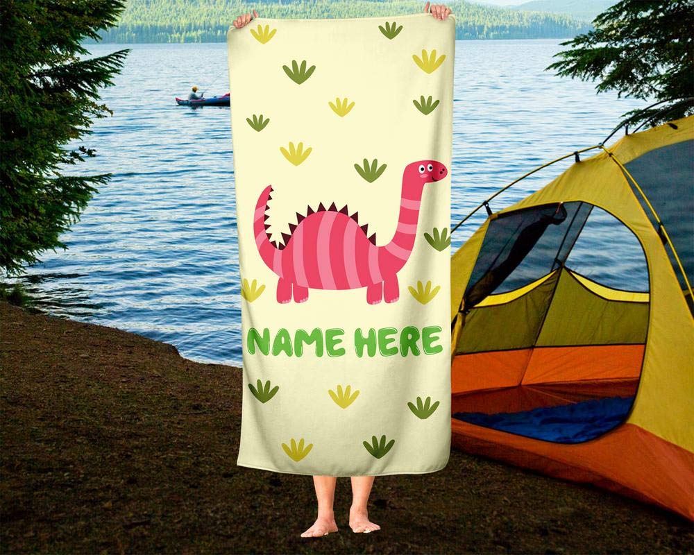 Custom Dinosaur Towels for Kids & Adults - Personalized Beach, Pool, Bath Travel Towels for Toddler, Baby, Boys & Girls - Perfect for Summer, Swimming, and Outdoor Adventures
