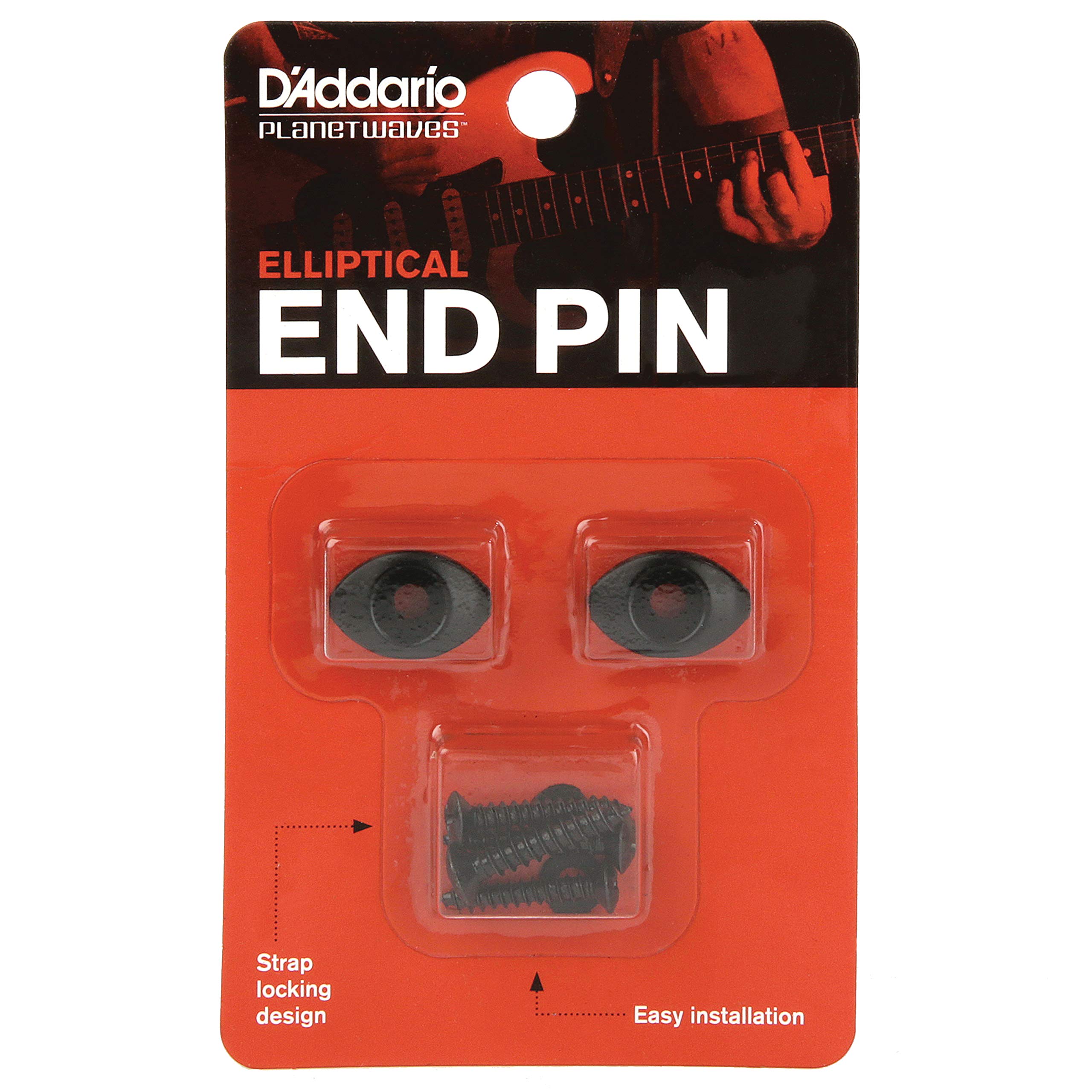D'Addario Elliptical End Pins for Acoustic Guitars - Premium Black Replacement Bridge Pins - Perfect for Guitar Maintenance & Sound Enhancement