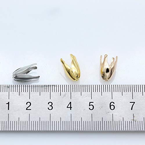 Xucus 100pcs 13mm Silver Gold Plated Flower Petal Spacer Beads & End Caps for Jewelry Making, DIY Beading, Necklace, Bracelet Crafting - Random Mixed Colors - Perfect for Handmade Jewelry, Scrapbooking & Gift Making