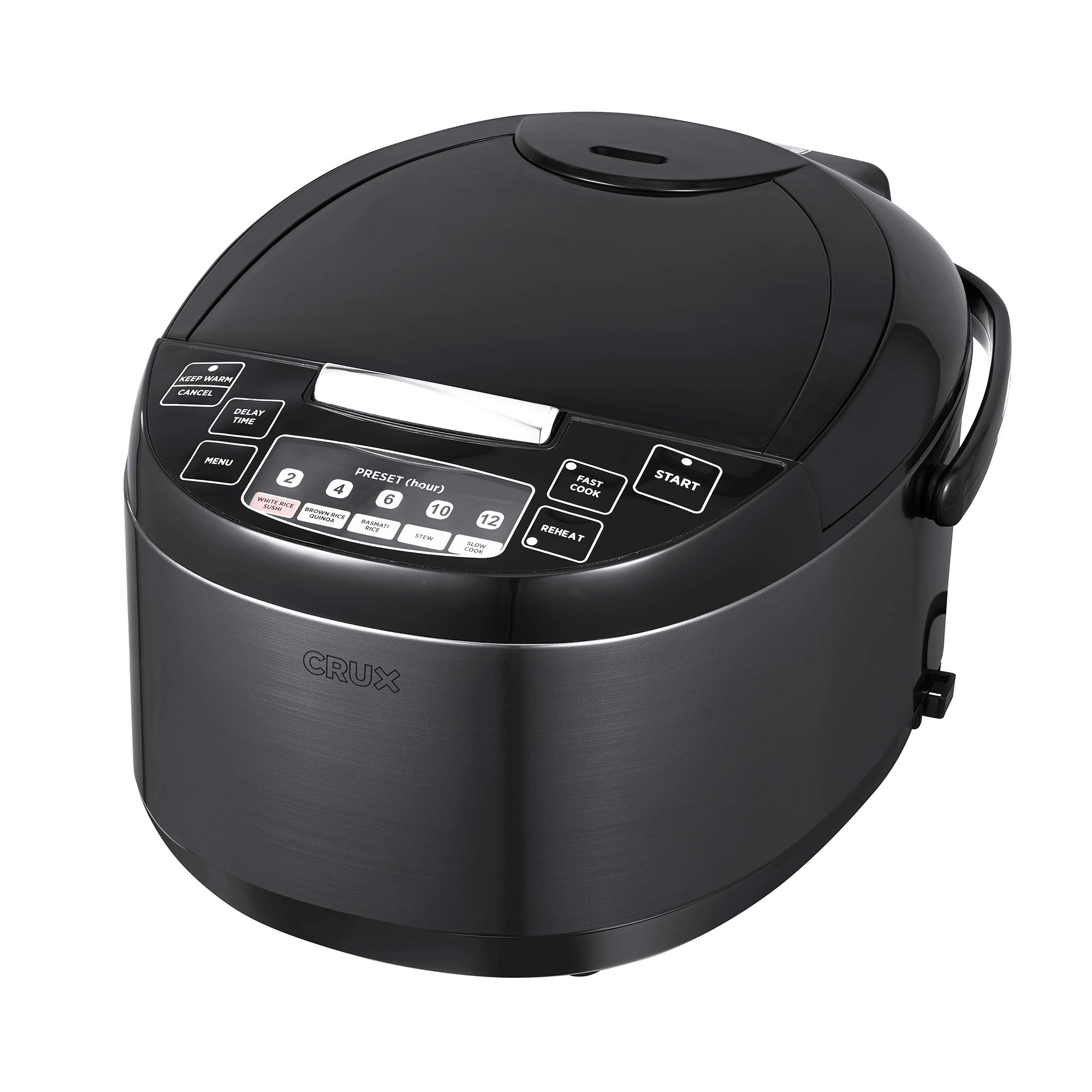 **Crux 12-Cup Multi-Functional Rice Cooker & Food Steamer – Slow Cooker, Stewpot, Non-Stick Bowl, Dishwasher Safe – Perfect for Healthy One-Pot Meals, Meal Prep & Family Dinners (Black)**