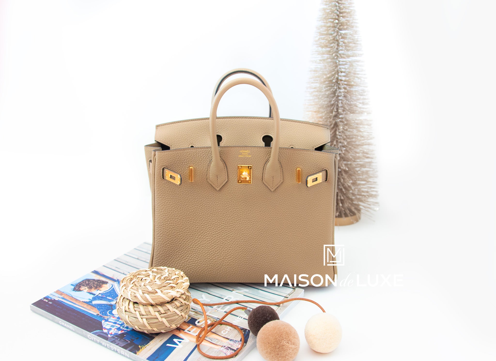 Authentic Hermes Birkin 25 Handbag in Beige Marfa Togo Leather with Gold Hardware - Luxury Everyday Bag for Women, Perfect for Work & Social Events