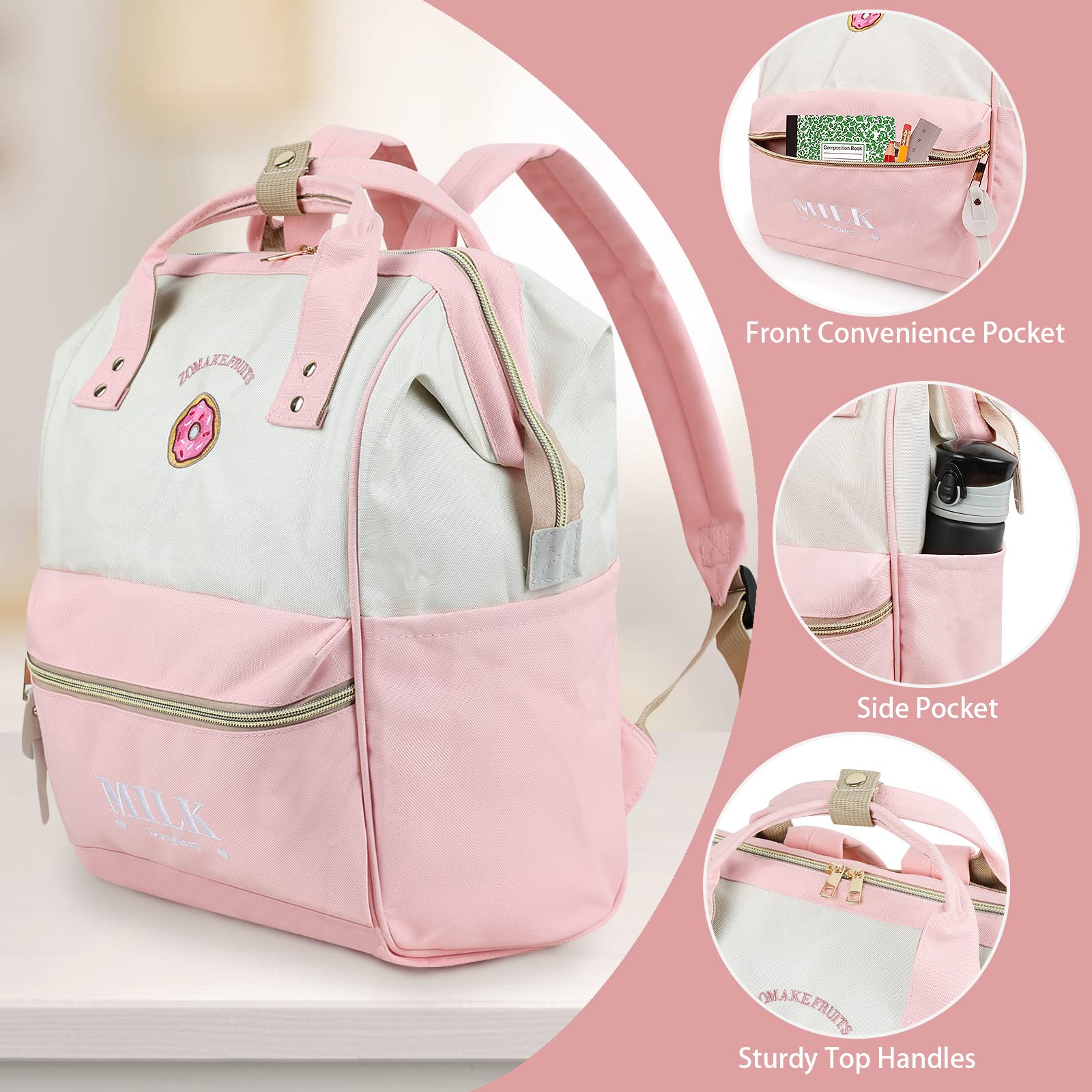 ZOMAKE 15.6 Inch Anti-Theft Water Resistant Laptop Backpack for Women & Men - Business Travel Backpack with USB Charging Port, Cute Donut Design - Perfect for Work, School, College & Daily Commute