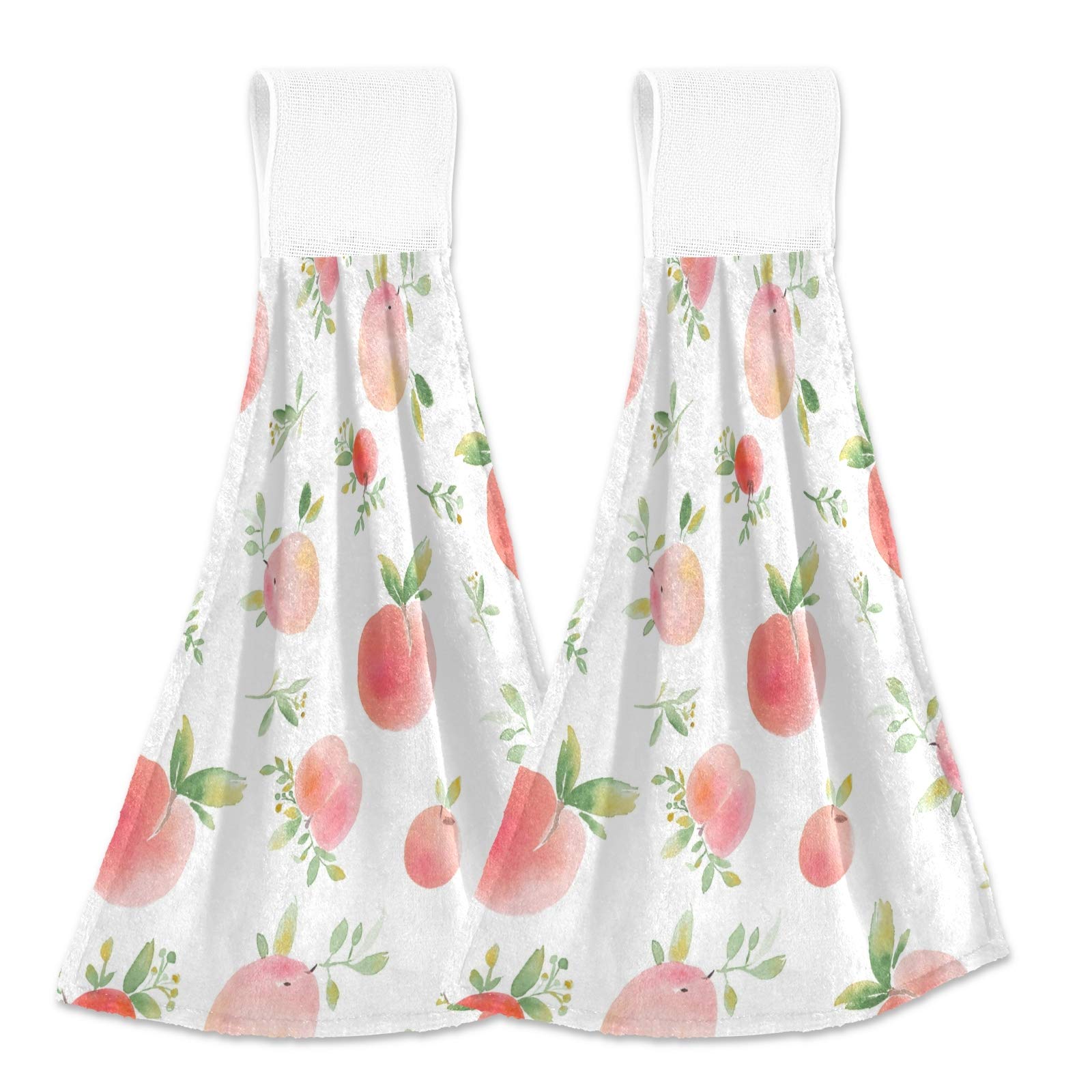 Selerdon Watercolor Pink Peach Kitchen Hand Towels - 2 Pack, Fast Drying, Super Absorbent, Soft Touch - Perfect for Home Kitchen, Bathroom, and Decorative Hanging Use