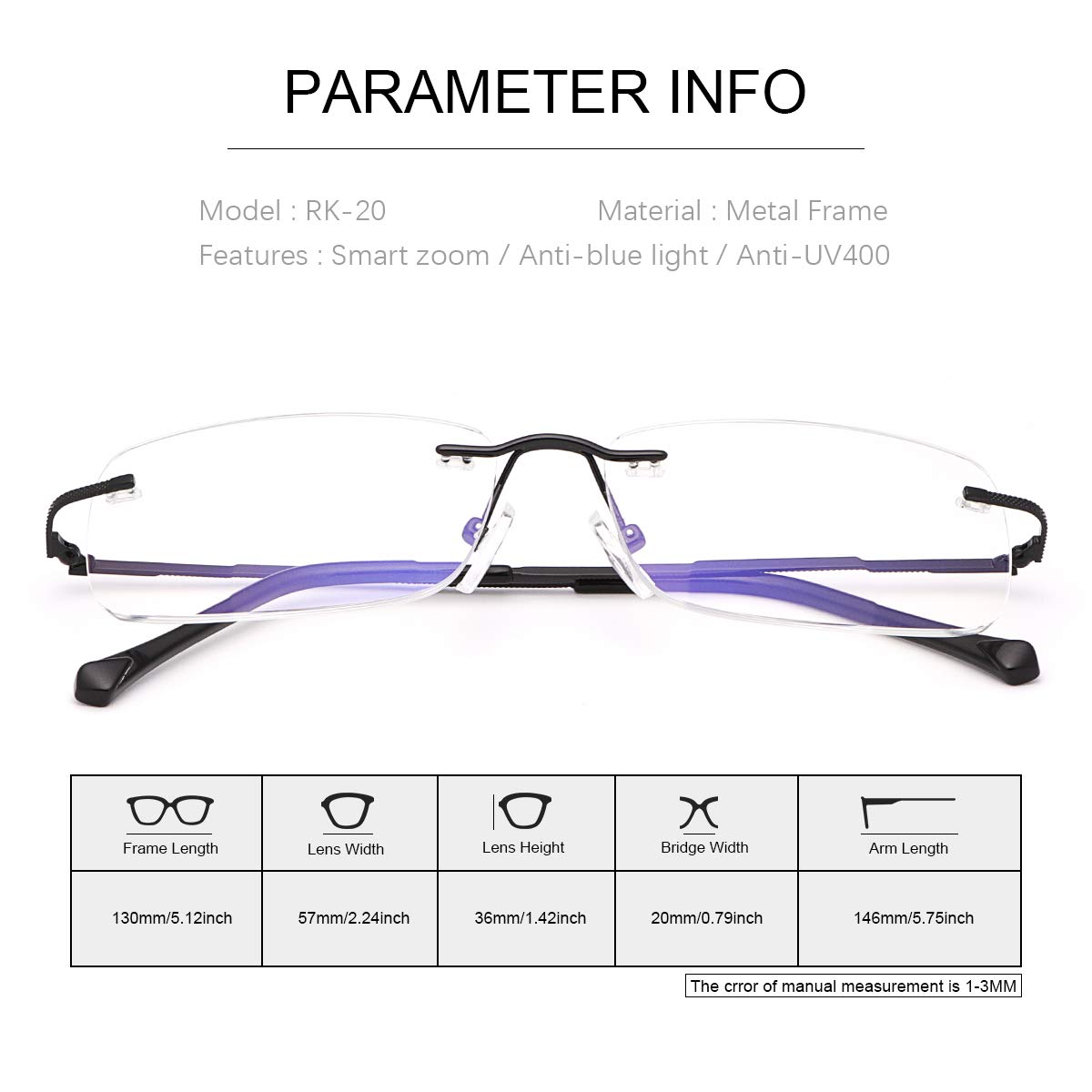 Blue Light Blocking Bifocal Reading Glasses - Rimless, Anti-Glare for Men & Women - Digital Eyestrain Relief for Work & Reading