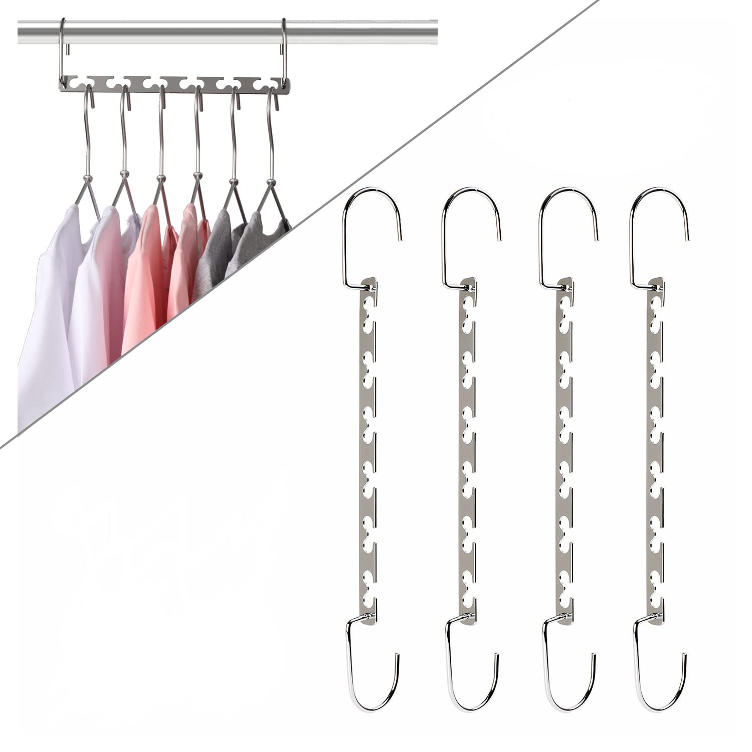 Magicool Hanger 12 Pack - Metal Cascading Closet Organizer for Shirts, Pants & Bras - Space Saving Clothes Hangers for Wardrobe Organization (Perfect for Small Closets & Dorm Rooms)