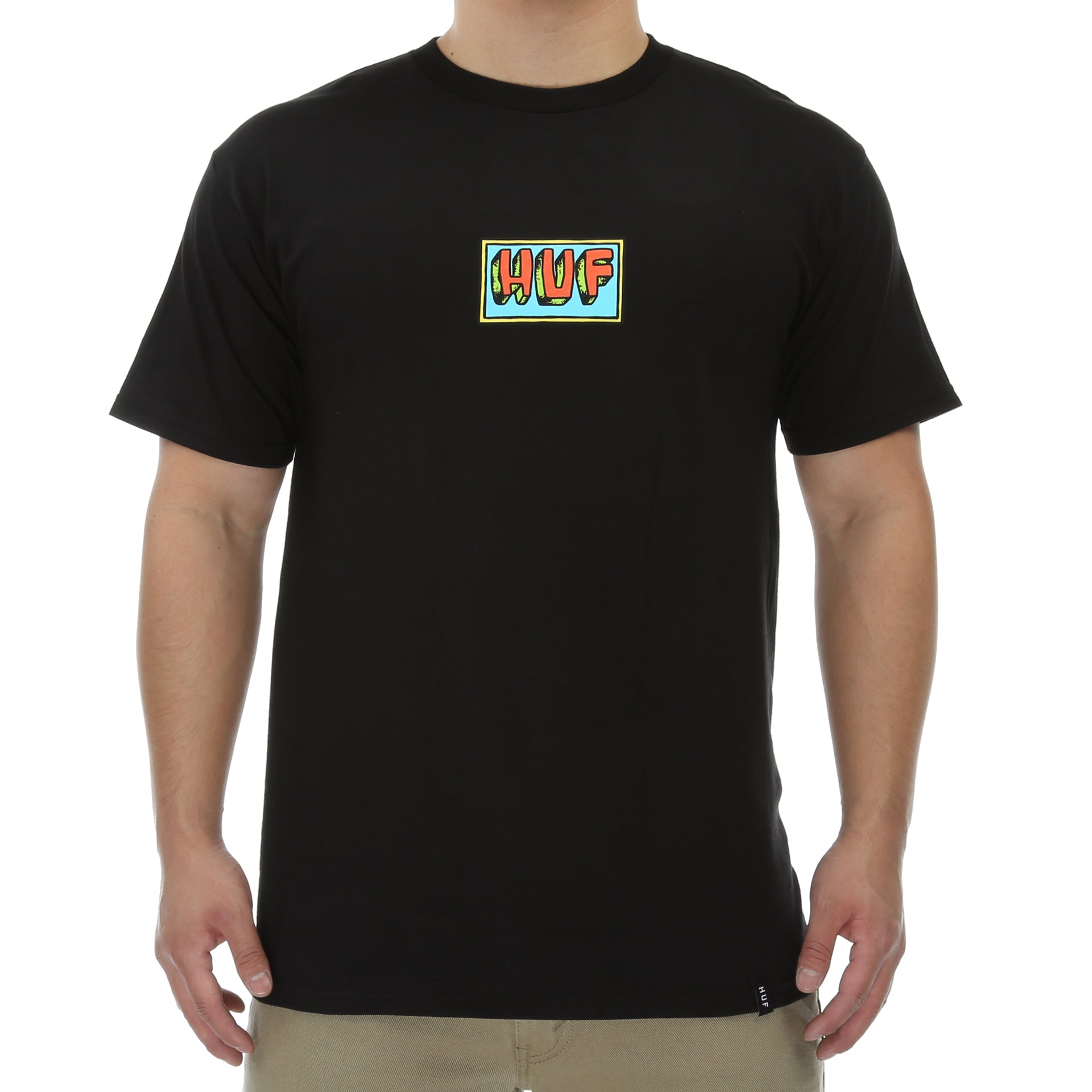 Huf Mar Vista T-Shirt for Men - Black Cotton Graphic Tee - Streetwear Fashion for Casual Wear & Skateboarding