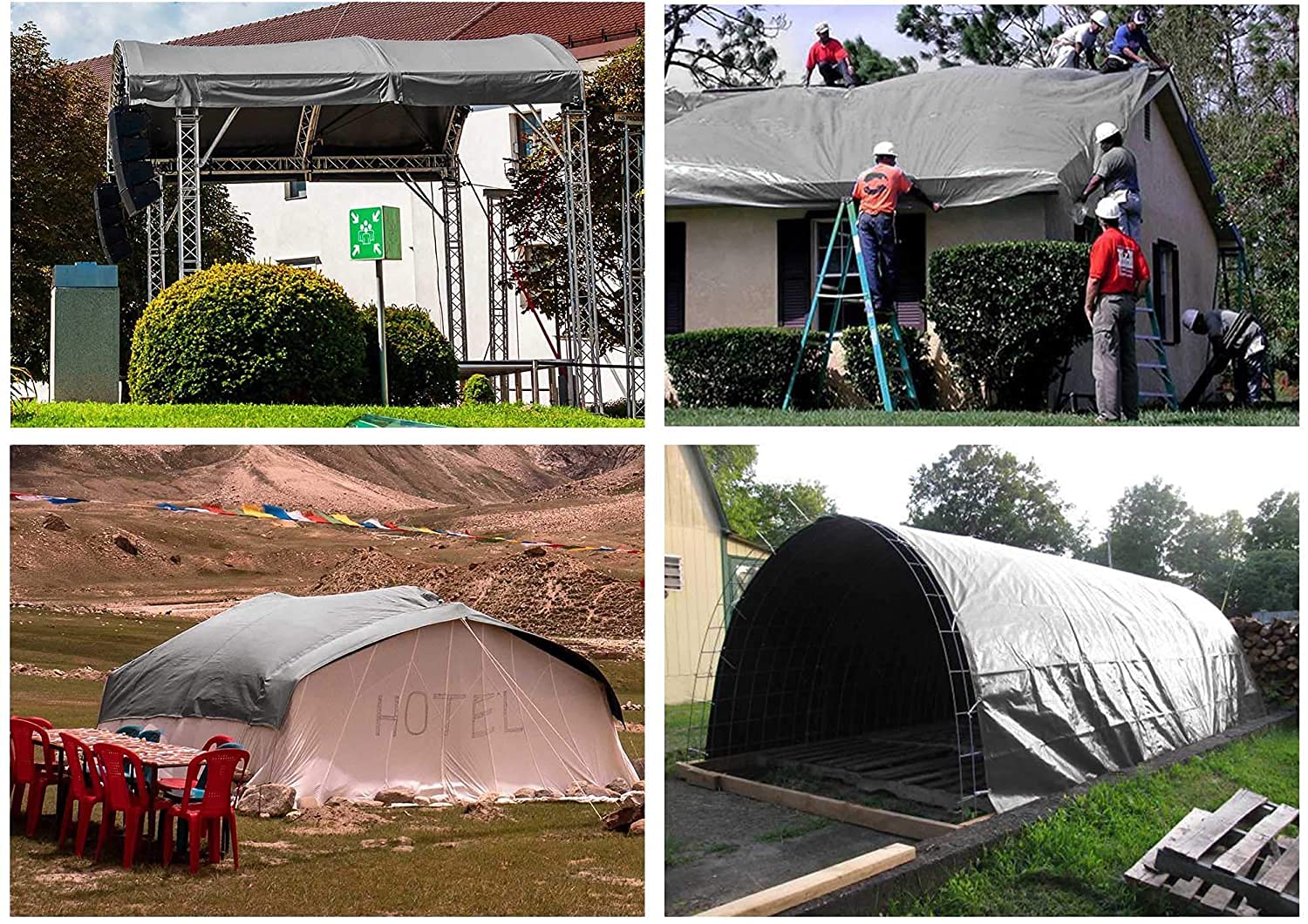 Heavy Duty Waterproof Tarps 50X50ft - Silver Poly Cover for Roof, Camping, Outdoor, Patio - Weatherproof Protection for Construction, RV, Boat & Emergency Use