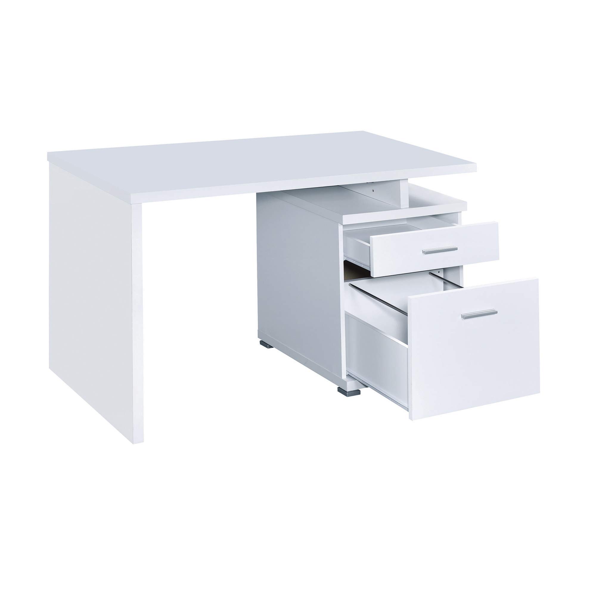 Benjara Elegant White Wooden Desk with Storage Cabinet - Perfect for Home Office, Study Room & Workspace Organization