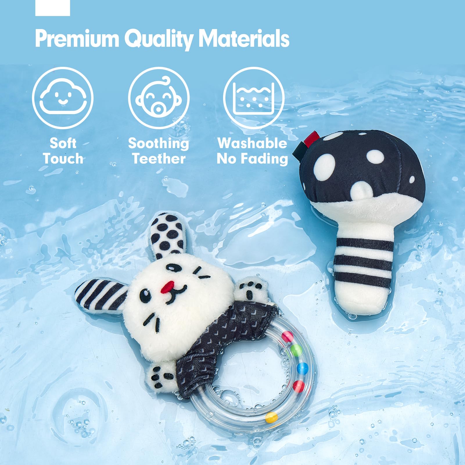 Hahaland 30-in-1 Black and White High Contrast Baby Toys for Newborns 0-6 Months - Tummy Time Mirror & Sensory Toy Set for Infant Development - Perfect for Visual Stimulation, Early Learning, and Playtime (0M+)
