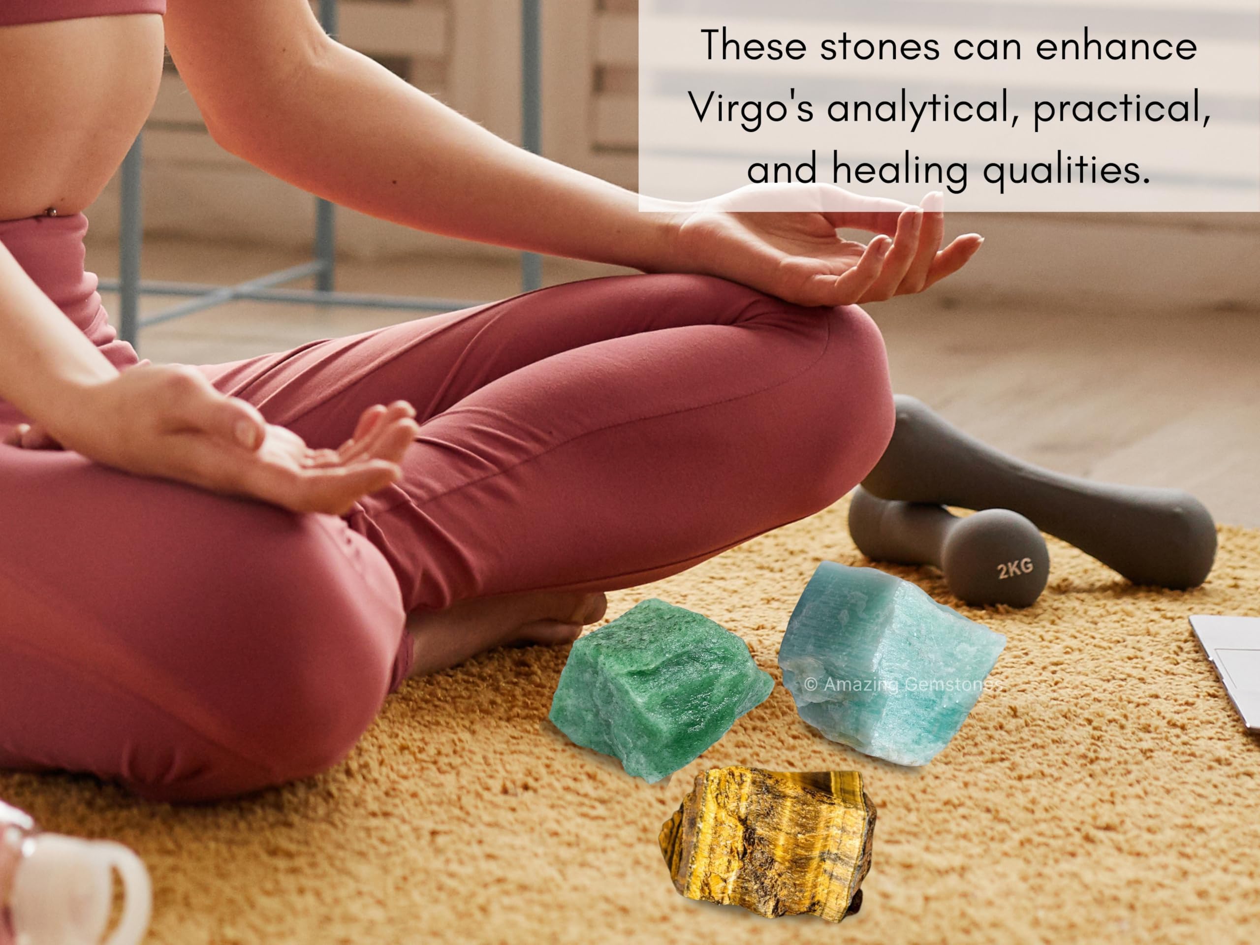 Virgo Zodiac Healing Crystal Set - 3 Raw Stones for Astrology, Chakra Balancing & Energy Healing | Perfect Birthday, Anniversary Gift for Women, Men, Mothers & Fathers | Includes Information Card | Ideal for Meditation, Home Decor & Spiritual Practices