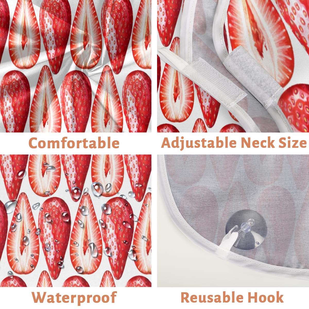 Non-Stick Beard Bib with Suction Cups - Hand Drawn Ripe Strawberries Design for Men's Shaving & Grooming | Perfect Hair Catcher Apron for Barbers & Home Use | Great Birthday Gift for Husband & Dad