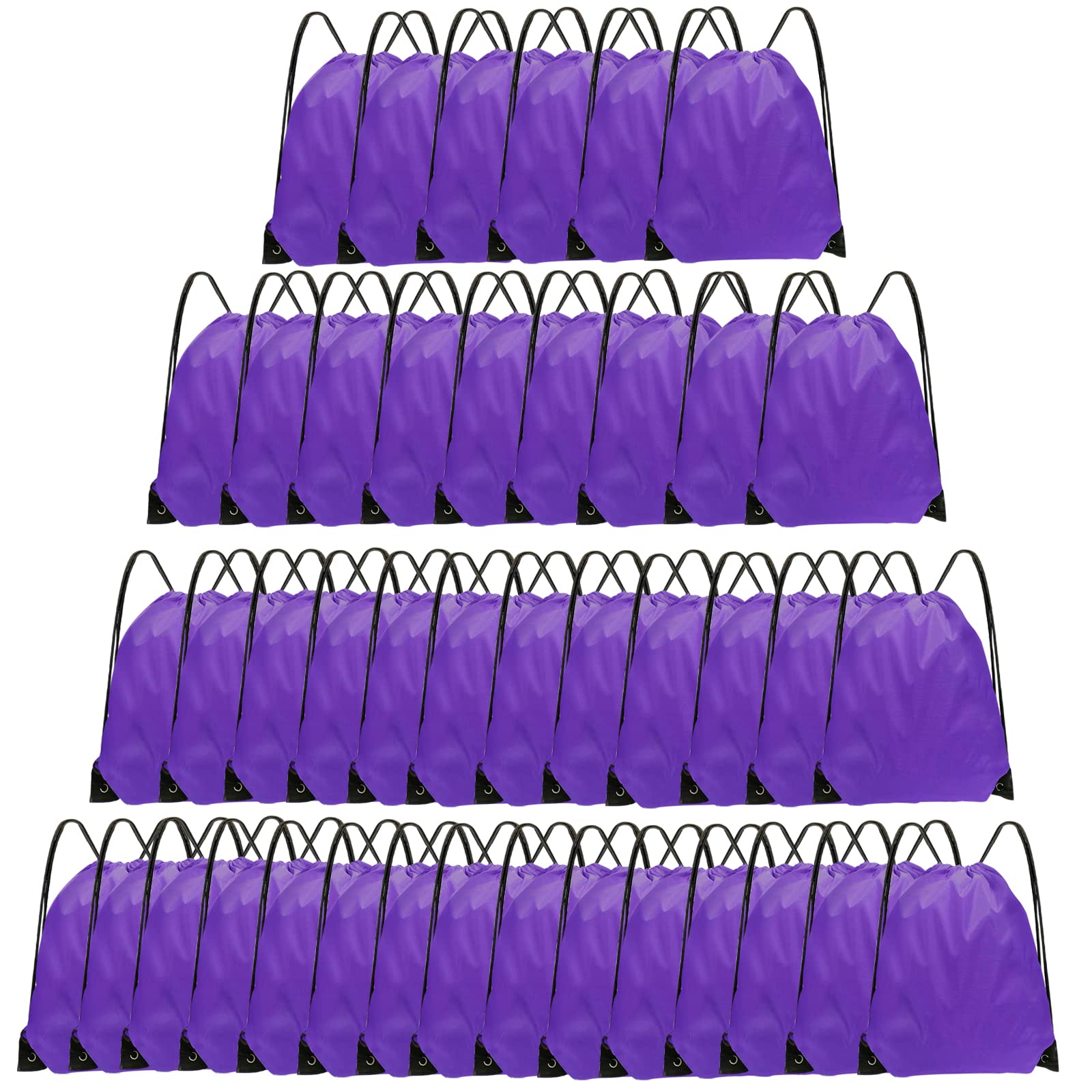 42 Pcs Bulk Drawstring Backpacks - Lightweight Cinch Sackpack Bags for Gym, Sports & Travel - Purple String Bags for Men & Women - Perfect for Workouts, Beach Trips & School Activities
