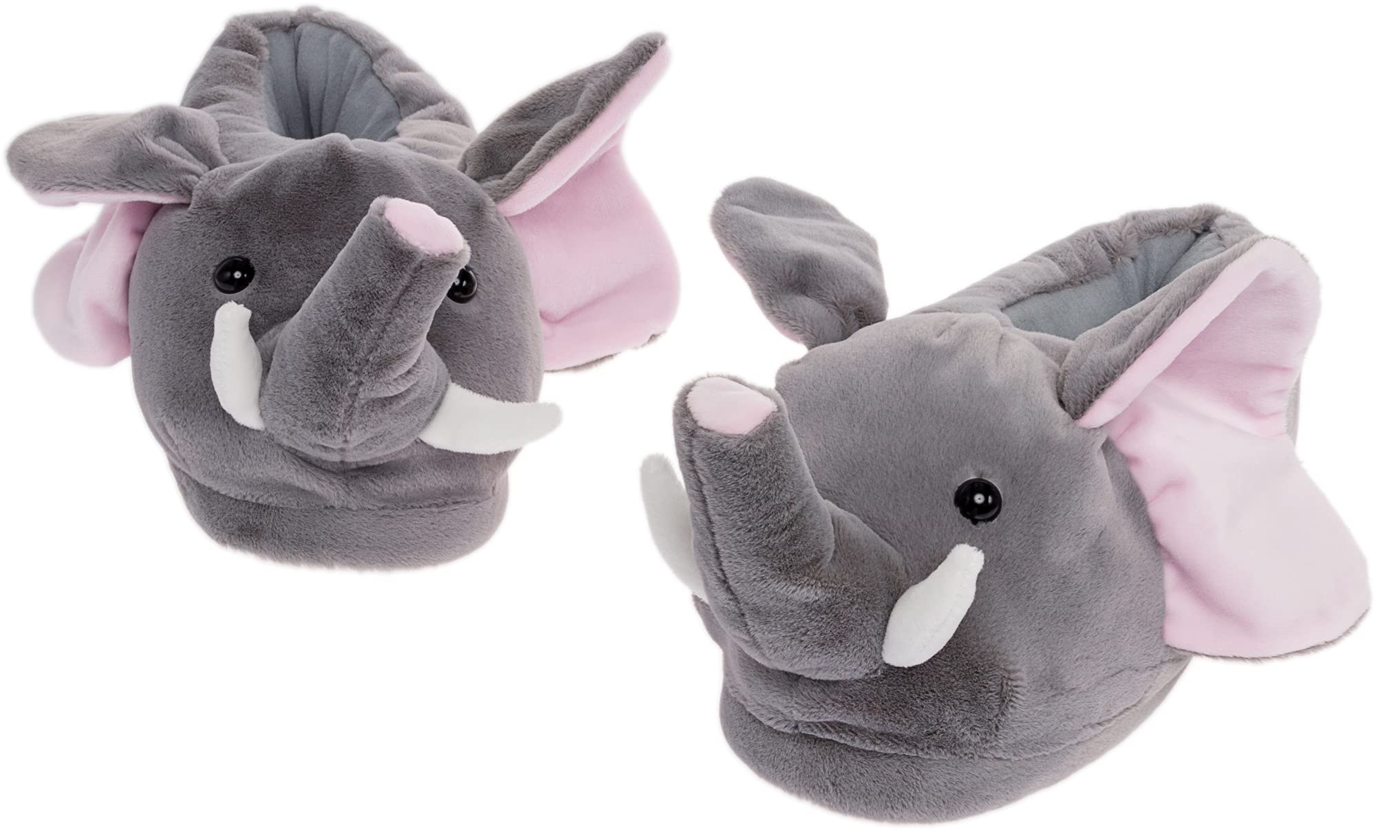 FUNZIEZ! Elephant Fuzzy Slippers for Men & Women - Cozy Plush Animal House Shoes - Perfect for Indoor Comfort, Gifts & Relaxation