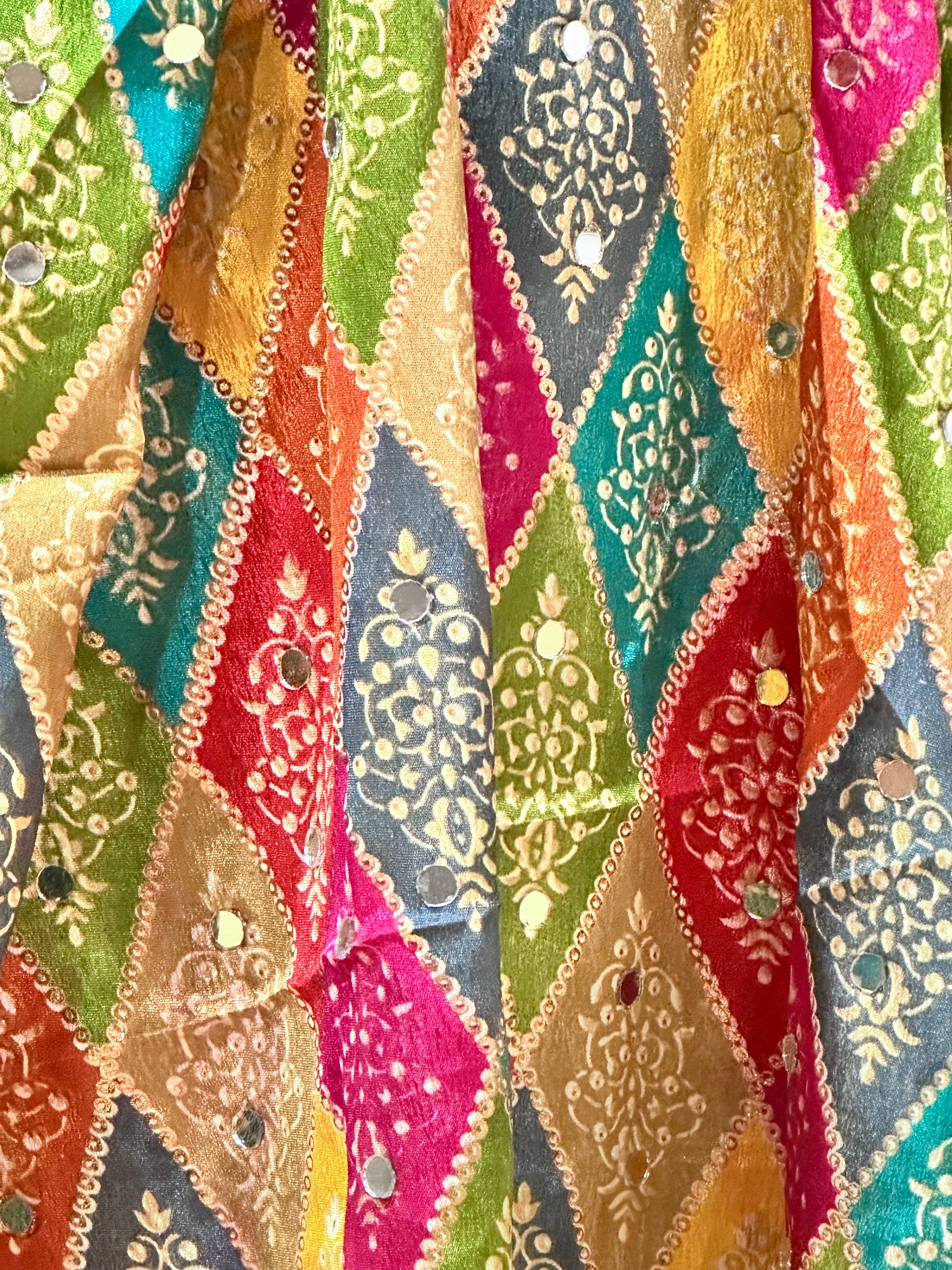 Phulkari Style Dupatta - Handmade Punjabi Embroidered Scarf for Women - Perfect for Weddings, Parties & Cultural Events