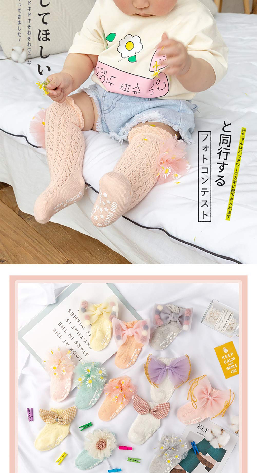 1 Pair Baby Girls Boys Cotton Knee High Socks - Soft Uniform Tube Ruffled Stockings for 0-4T Toddlers - Perfect for School Uniforms, Photo Shoots & Everyday Wear