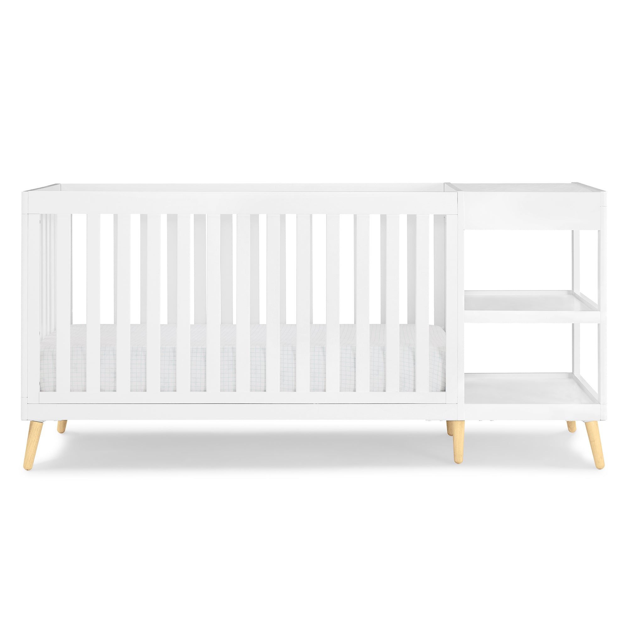 Essex 4-in-1 Convertible Baby Crib with Changer - White Nursery Furniture for Newborn to Toddler | Perfect for Bedroom, Daycare & Nursery Decor