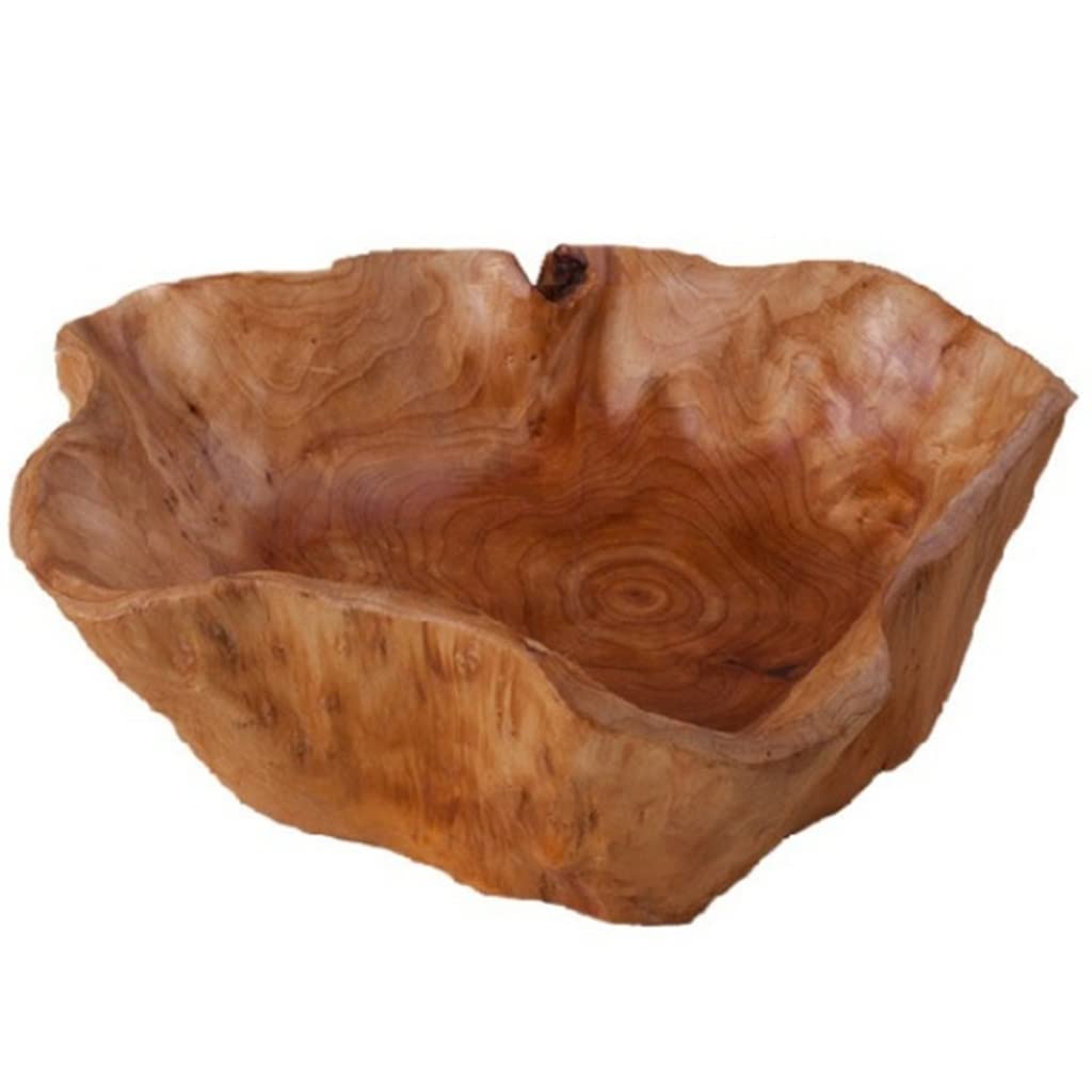 Handcrafted Walnut Wood Fruit Bowl - Natural Wooden Candy Dish & Serving Plate - 20x24cm Wood Carving Root Style - Perfect for Kitchen, Dining Table, Party Snack Display (Color A)