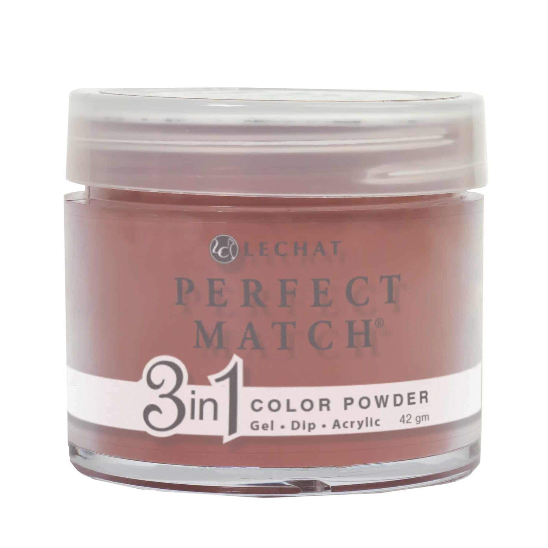 LECHAT Perfect Match 3-in-1 Powder - Athena Brown Red (1.48 oz) | Long-Lasting Nail Polish for Professional & Home Manicures | Perfect for Weddings, Parties & Special Occasions