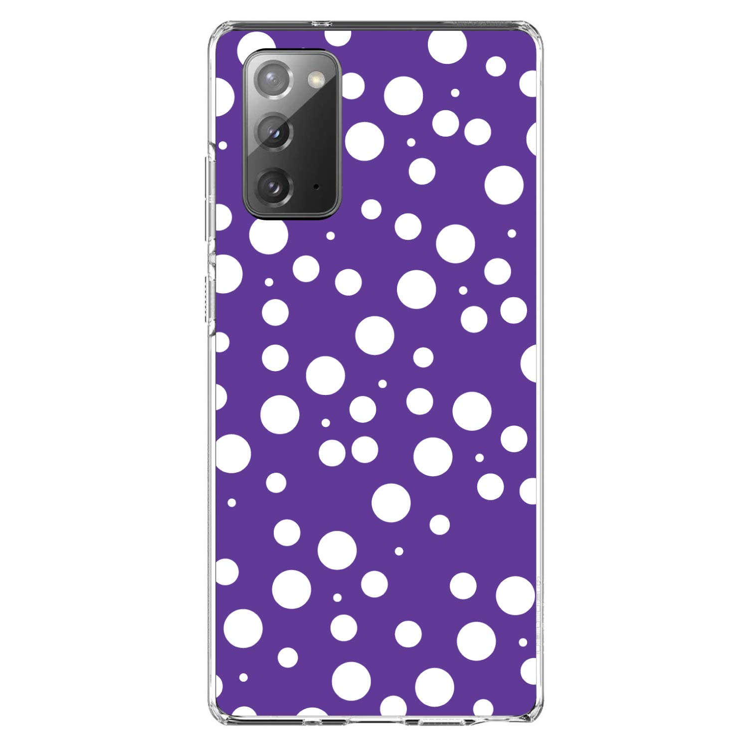 Premium Clear Shockproof Hybrid Case for Samsung Galaxy Note 20 Ultra (6.9 Inch) - TPU Bumper & Acrylic Back with Tempered Glass Screen Protector - Purple White Polka Dot Design - Perfect for Work, Travel and Daily Protection