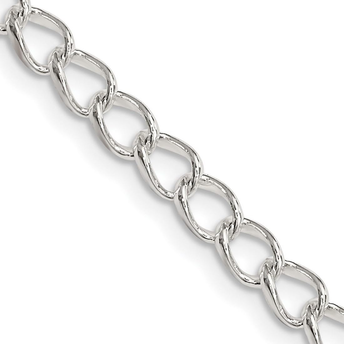 925 Sterling Silver Polished Curb Chain Necklace with Lobster Clasp - 4.5mm Half Round Wire for Women & Men | Perfect for Layering, Gift Giving and Everyday Wear