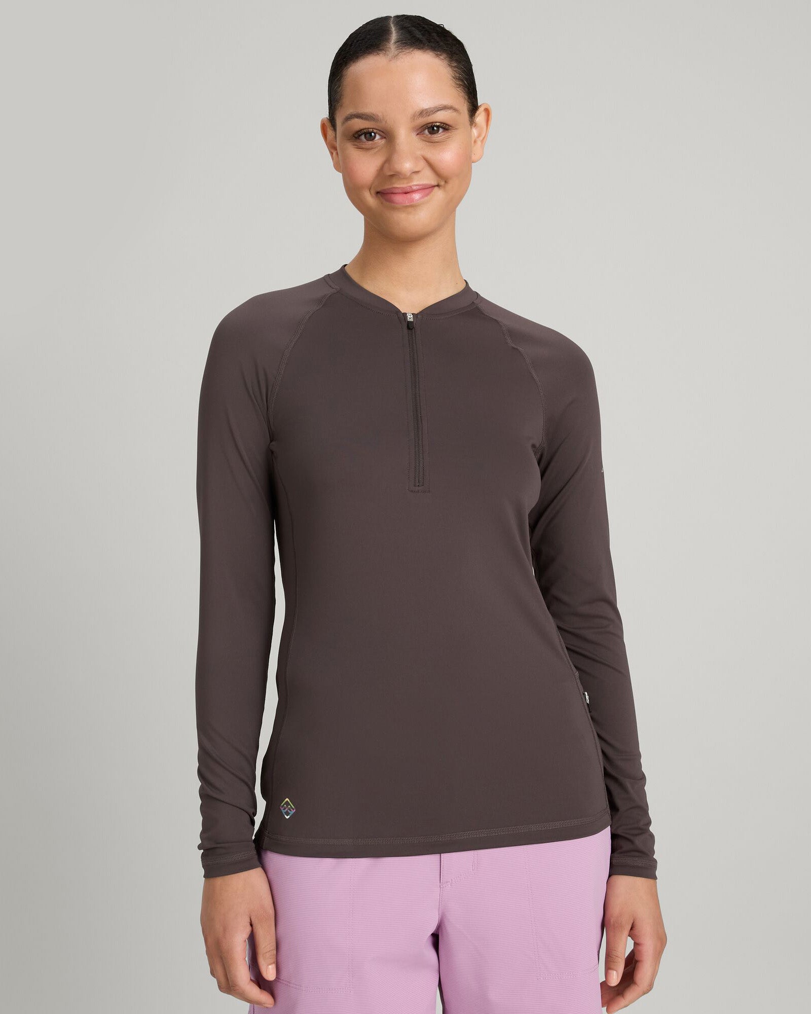 WTR Seeker Women's Quick-Dry Long Sleeve Rash Guard Swim Top - Dark Quartz UPF 50+ Sun Protection for Surfing, Swimming & Beach Activities