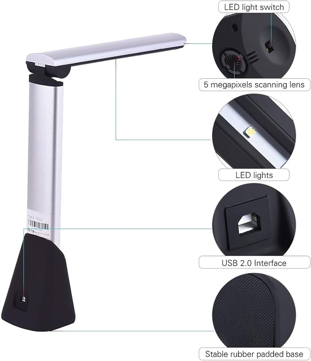 5MP HD A4 Document Scanner - 1 Second High-Speed Scanning with OCR Text Recognition | Portable Book & Receipt Scanner for Office, School & Home Use