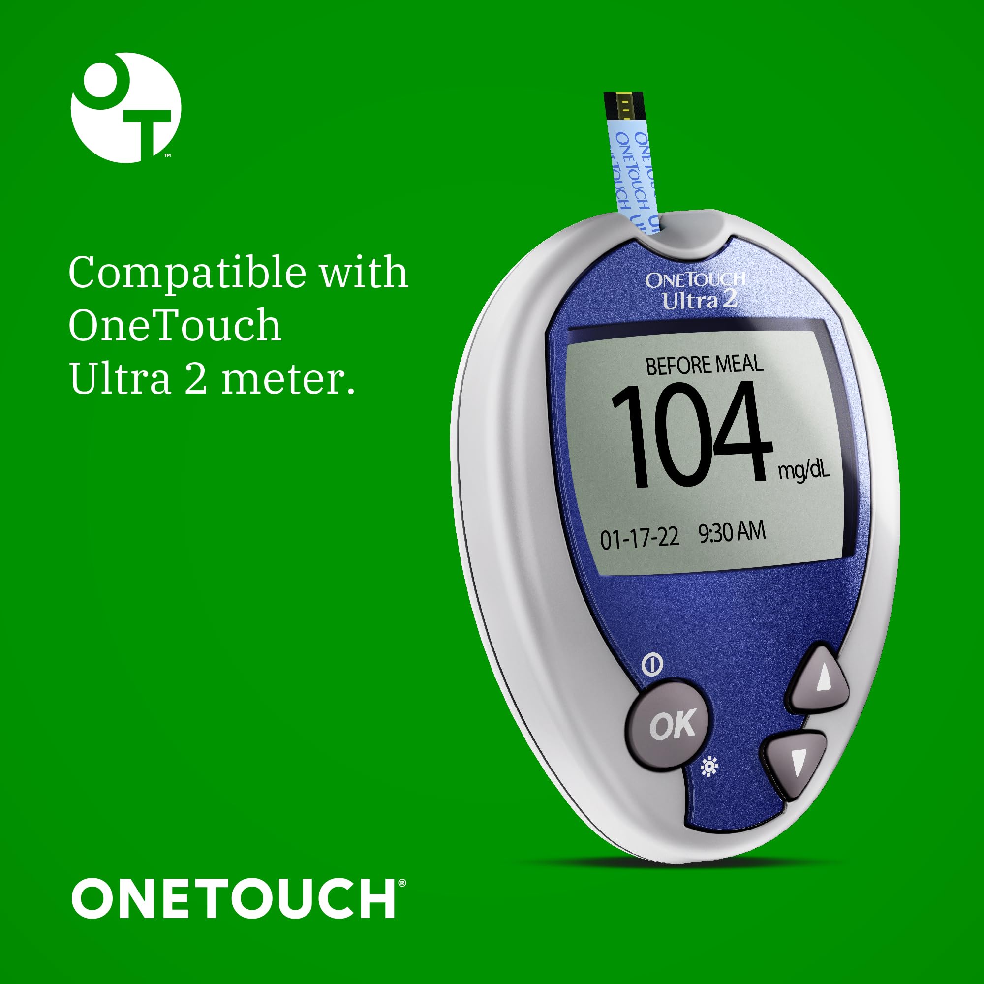 OneTouch Ultra Blood Glucose Test Strips - 120 Count (2 x 60 Strips) | Accurate Diabetic Testing Supplies for Diabetes Management | Compatible with OneTouch Glucose Meters | Home Use & Travel Friendly