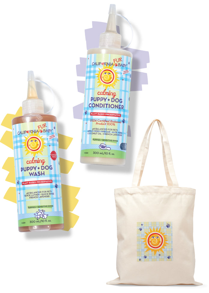 Calming Puppy & Dog Shampoo and Conditioner Set - Gentle Hypoallergenic Pet Wash for Sensitive Skin - Perfect for Bath Time & Grooming at Home