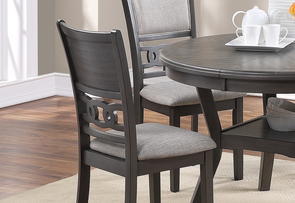 Modern Grey Dining Room Chairs Set of 2 - Upholstered Cushion Seats with Unique Back Design - Perfect for Kitchen, Breakfast Nook & Small Space Dining - Comfortable Side Chairs for Home Decor