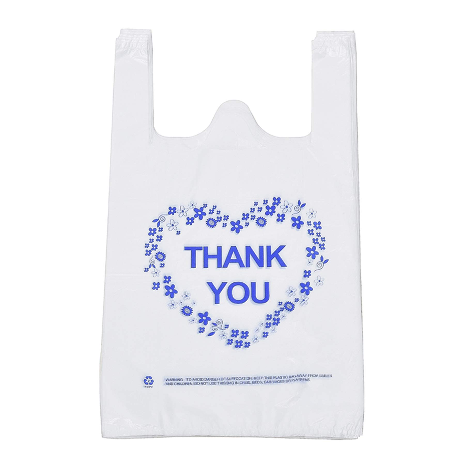 Eco-Friendly Thank You Plastic Grocery Bags with Handles - 12x20 Inch Bulk Pack (100 PCS) - Perfect for Retail Stores, Supermarkets & Small Business Merchandise - Durable Shopping Bags for Customer Purchases & Gift Packaging