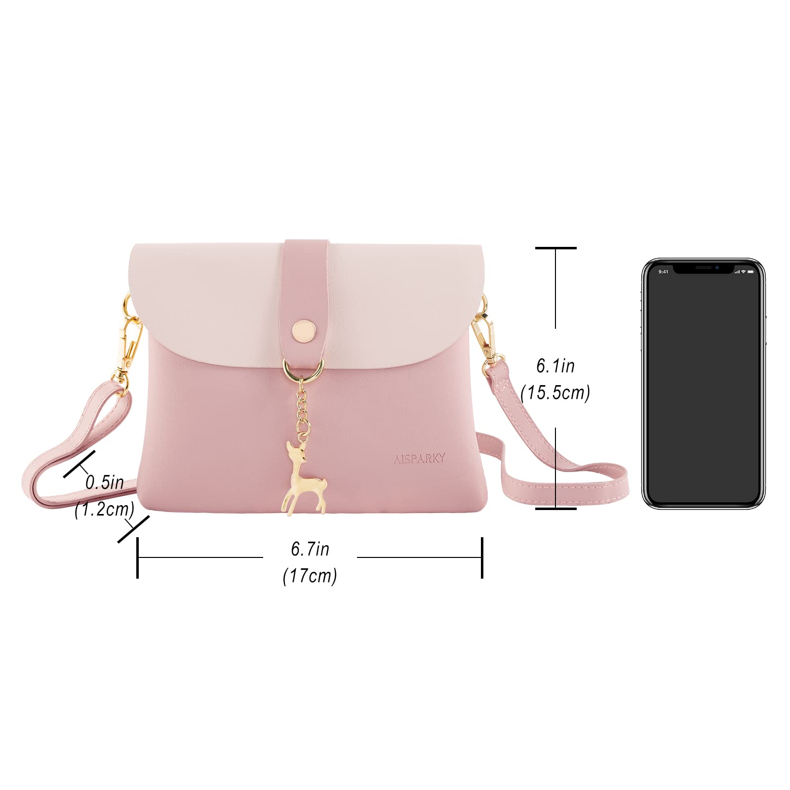 AISPARKY Small Crossbody Purse for Women & Girls - PU Leather Mini Shoulder Bag with Adjustable Strap & Gold Chain, Fashionable Pendant Detail | Perfect for Daily Use, Travel, Shopping & Parties