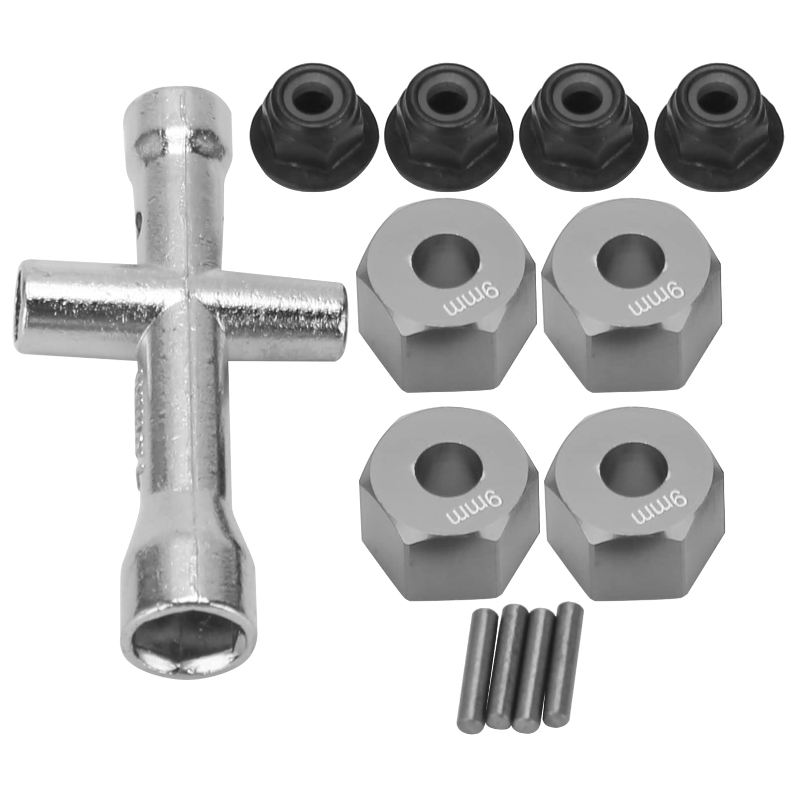 Geriop 1/10 RC Car Upgrade Parts - 12mm Adapter 9mm Thick Durable Wheel Hub Adapter for Model Cars | Perfect for RC Car Enthusiasts & DIY Upgrades