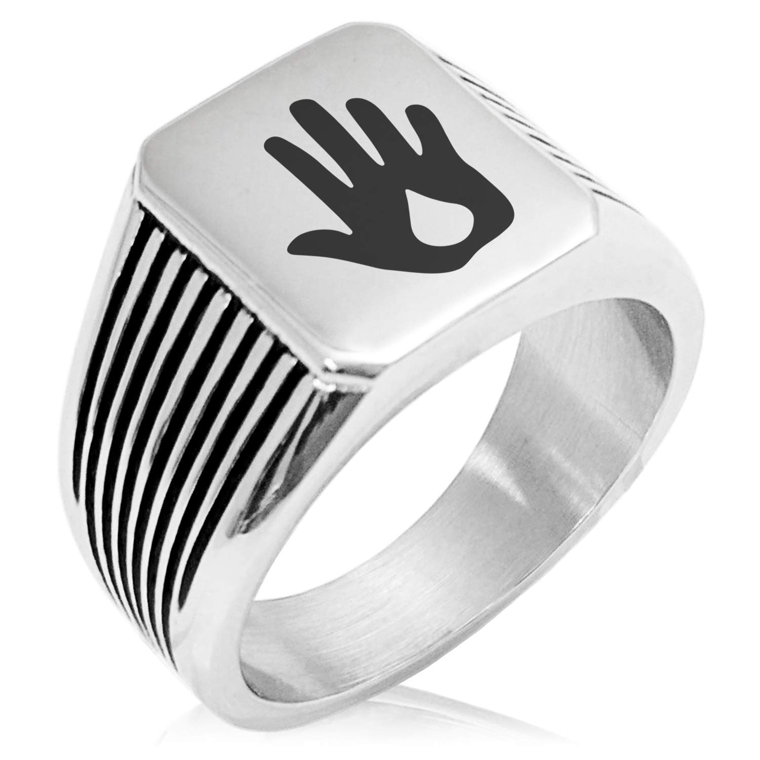 Stainless Steel Biker Ring - Blood Mage Emblem for Men, Gothic Jewelry Gift