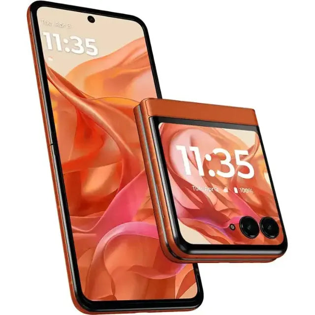 Motorola razr 2024 Unlocked Smartphone 256GB Storage - Spritz Orange Color | Stylish Flip Phone for Business, Travel & Everyday Use
