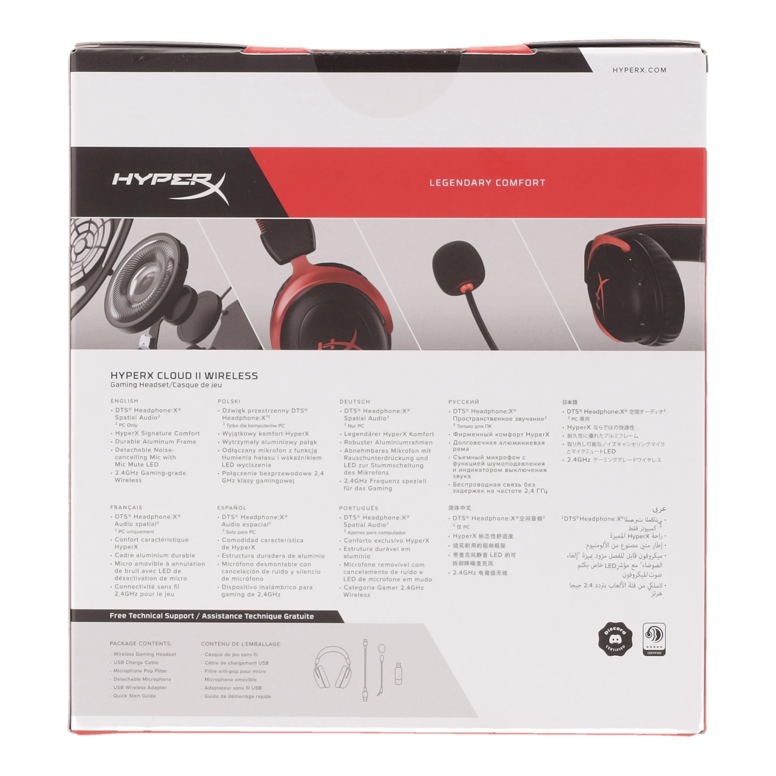 HyperX Cloud II Wireless Gaming Headset - Red | 7.1 Surround Sound, Noise Cancelling Mic | Perfect for PC, PS5, Xbox & Streaming
