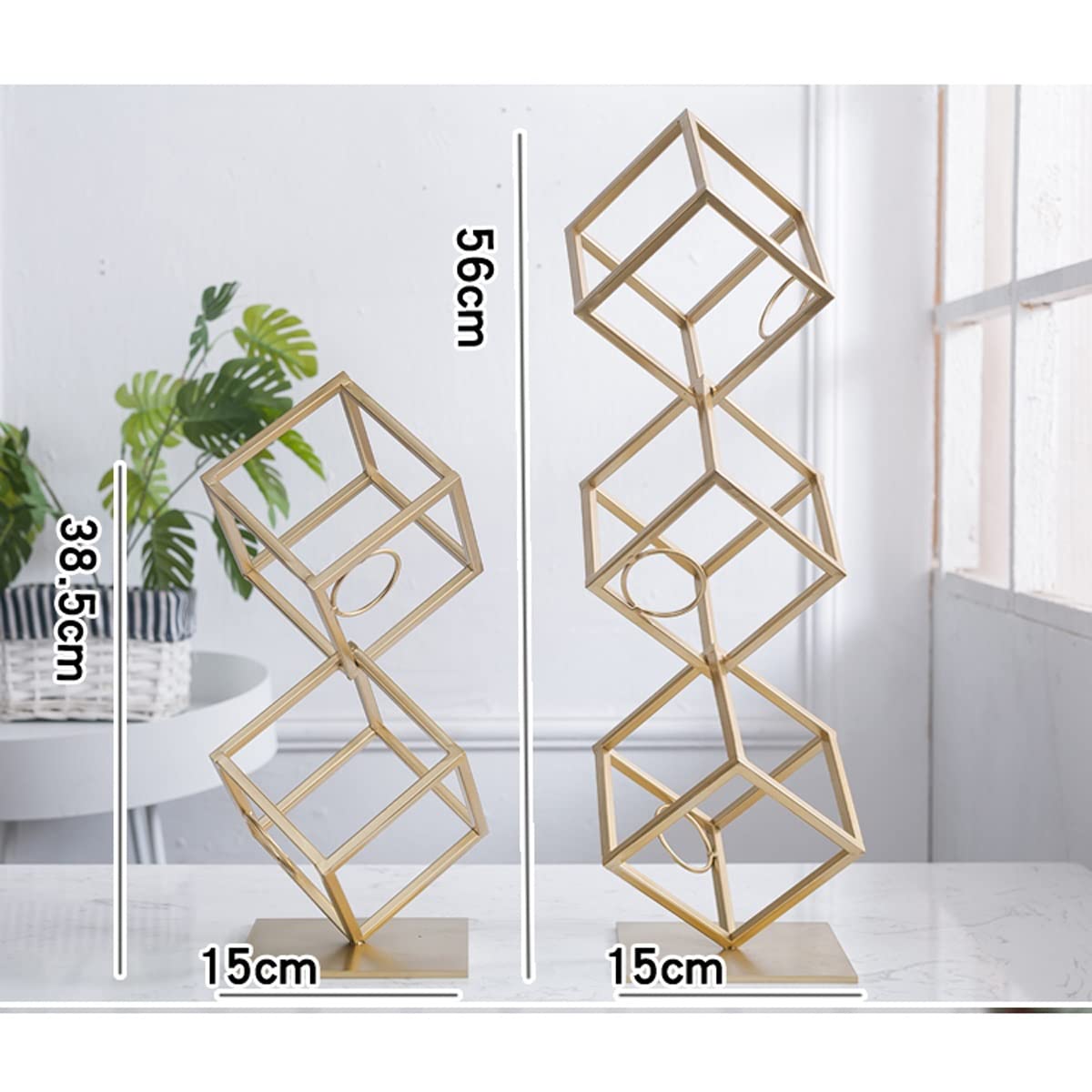 SEFAX Small Metal Wine Rack - Modern Geometric Countertop Wine Bottle Holder for Kitchen, Bar & Dining Room Storage | Compact Space-Saving Design for 6-8 Bottles