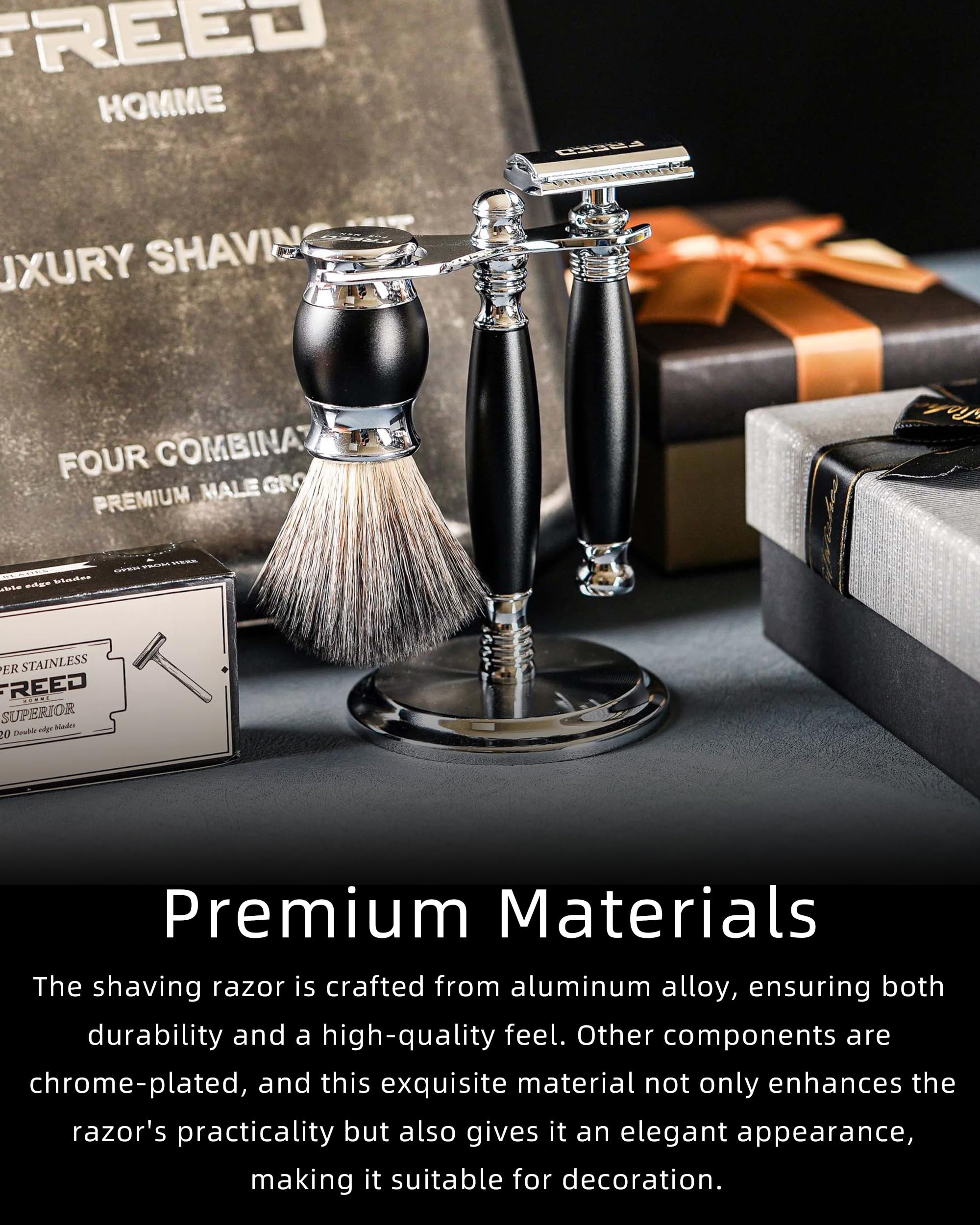 Premium Custom Engraved Men's Safety Razor Set - Aluminum Alloy Handle with 120 Japanese Stainless Steel Blades - Luxury Shaving Kit for Men, Father's Day & Birthday Gifts - Perfect for Wet Shaving, Travel & Grooming Rituals