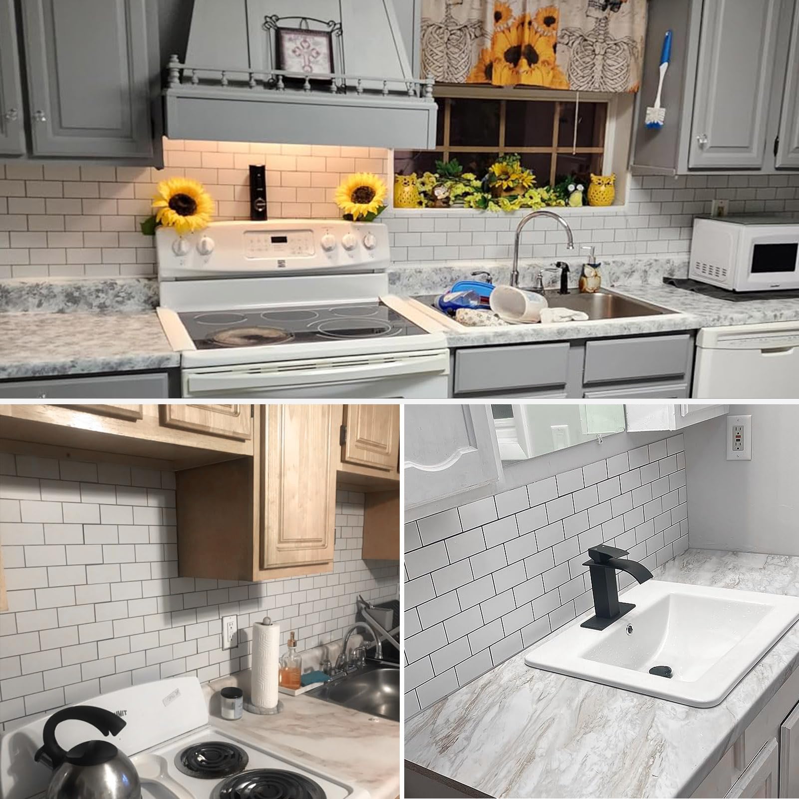 10 Sheets Thicker Peel and Stick Backsplash Tiles - 12