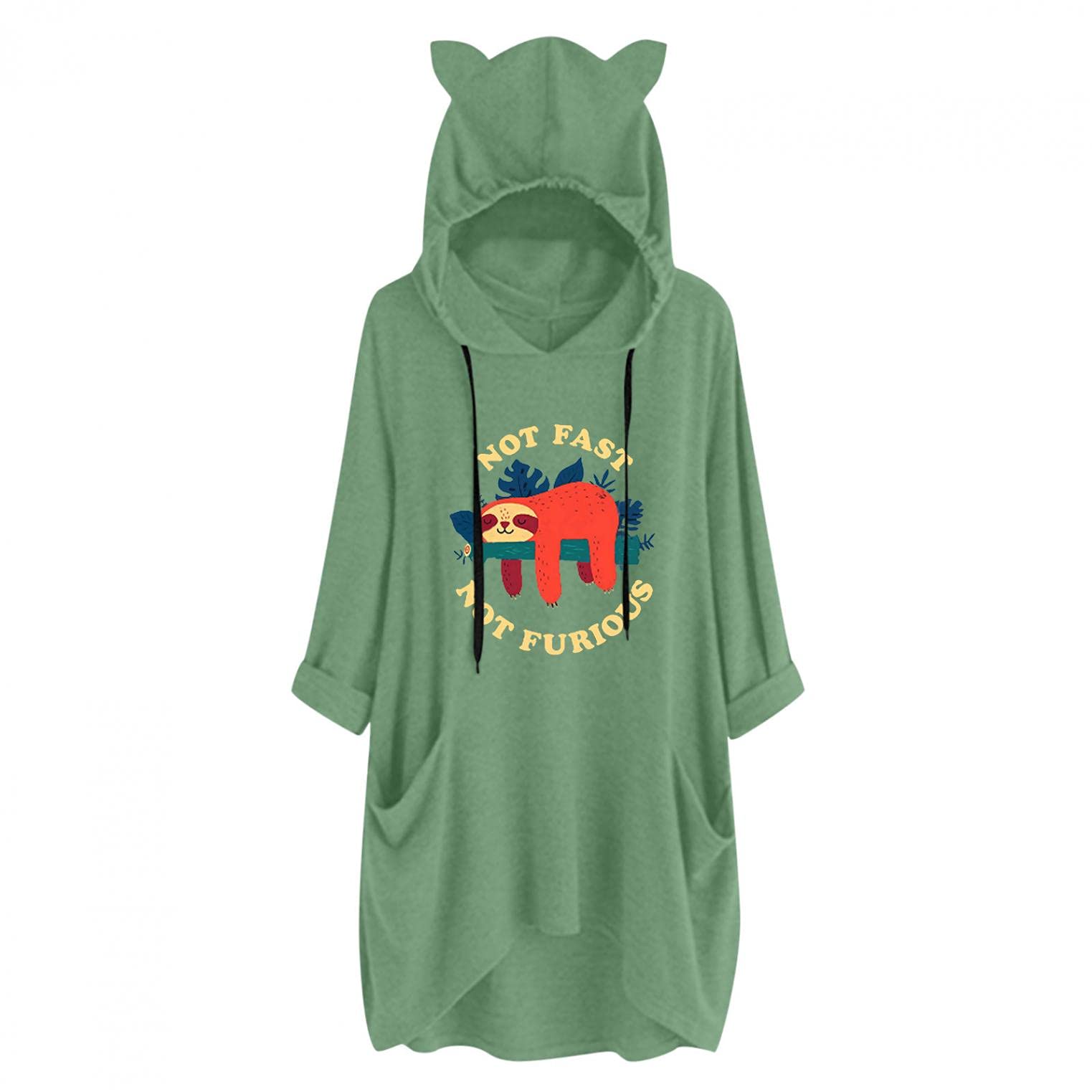 Women's Lightweight Long Sleeve Hooded Pullover Sweatshirt with Drawstring & Animal Graphic - Casual Loungewear for Fall, Winter, Gym, and Outdoor Activities