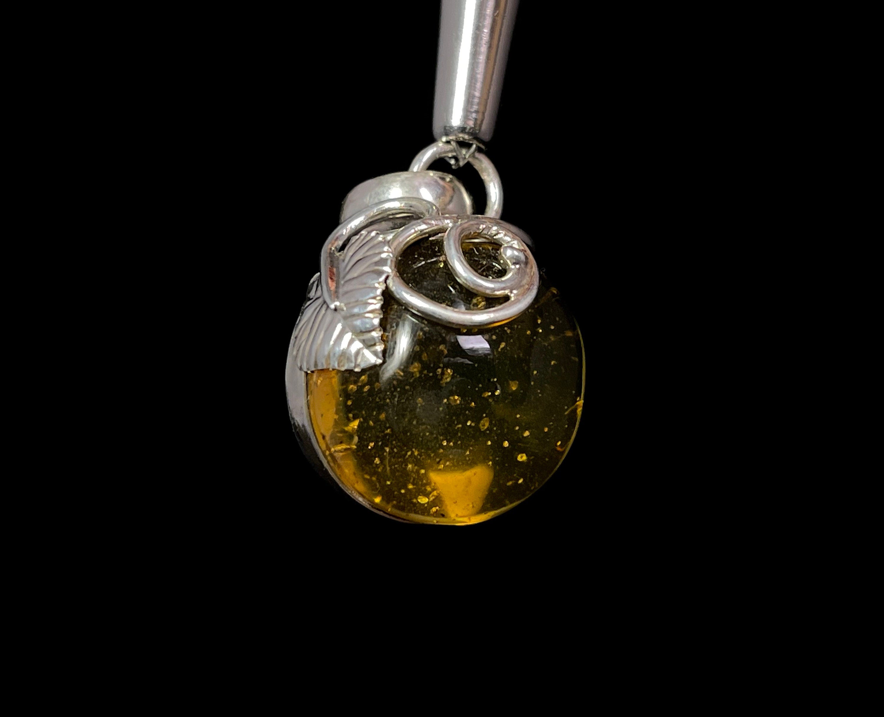 AMBER Pendant Necklace - 925 Sterling Silver with Genuine Crystal | Healing Stone Jewelry for Women | Elegant Fine Jewelry Gift for Mom, Wife, Birthday | Perfect for Meditation, Energy Balancing & Spiritual Healing