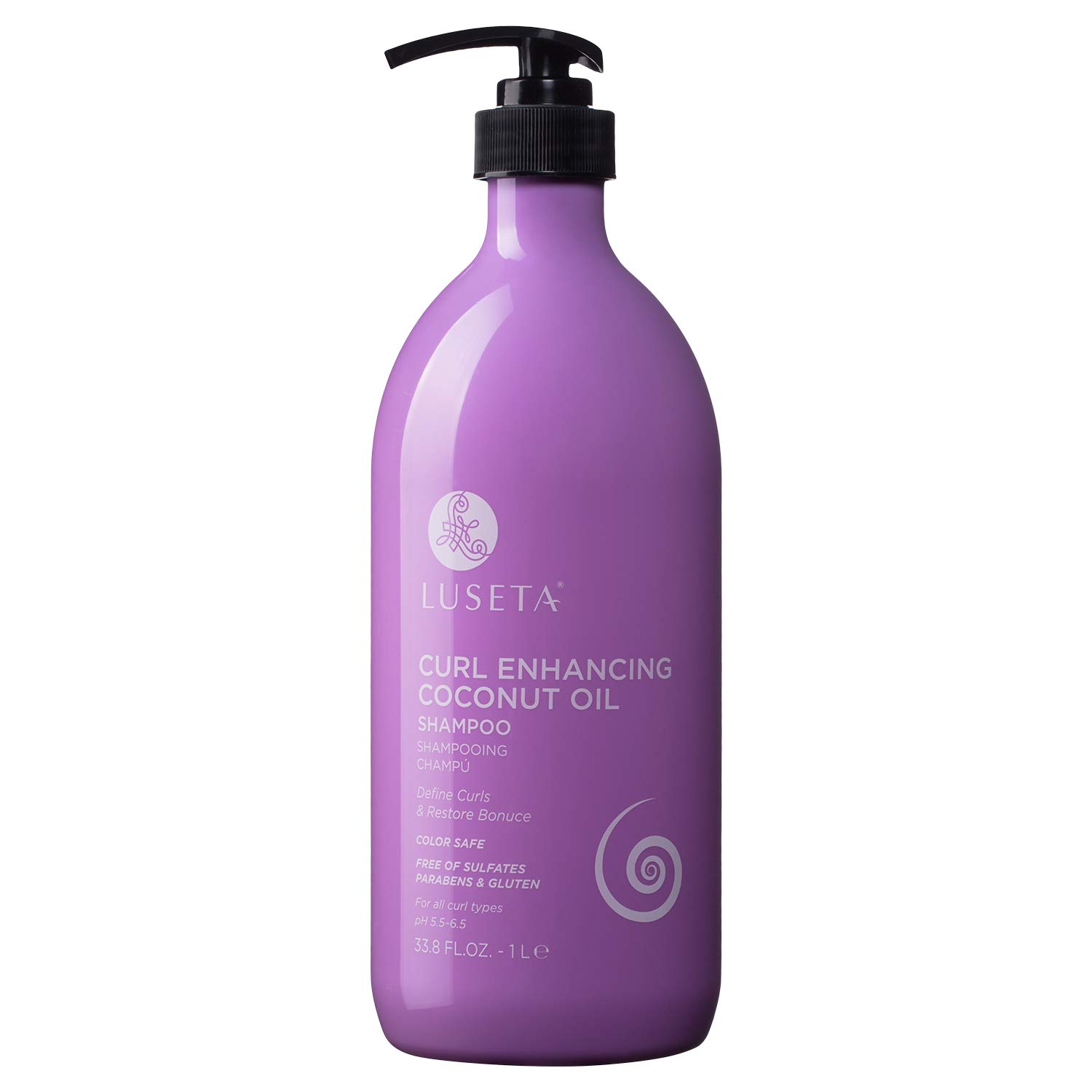 Luseta Coconut Oil Shampoo for Dry Damaged Hair - Curl Enhancing Formula to Restore Bounce & Define Curls, 33.8 Oz - Prevents Breakage & Frizz - Perfect for Natural Curly Hair Care & Daily Hydration